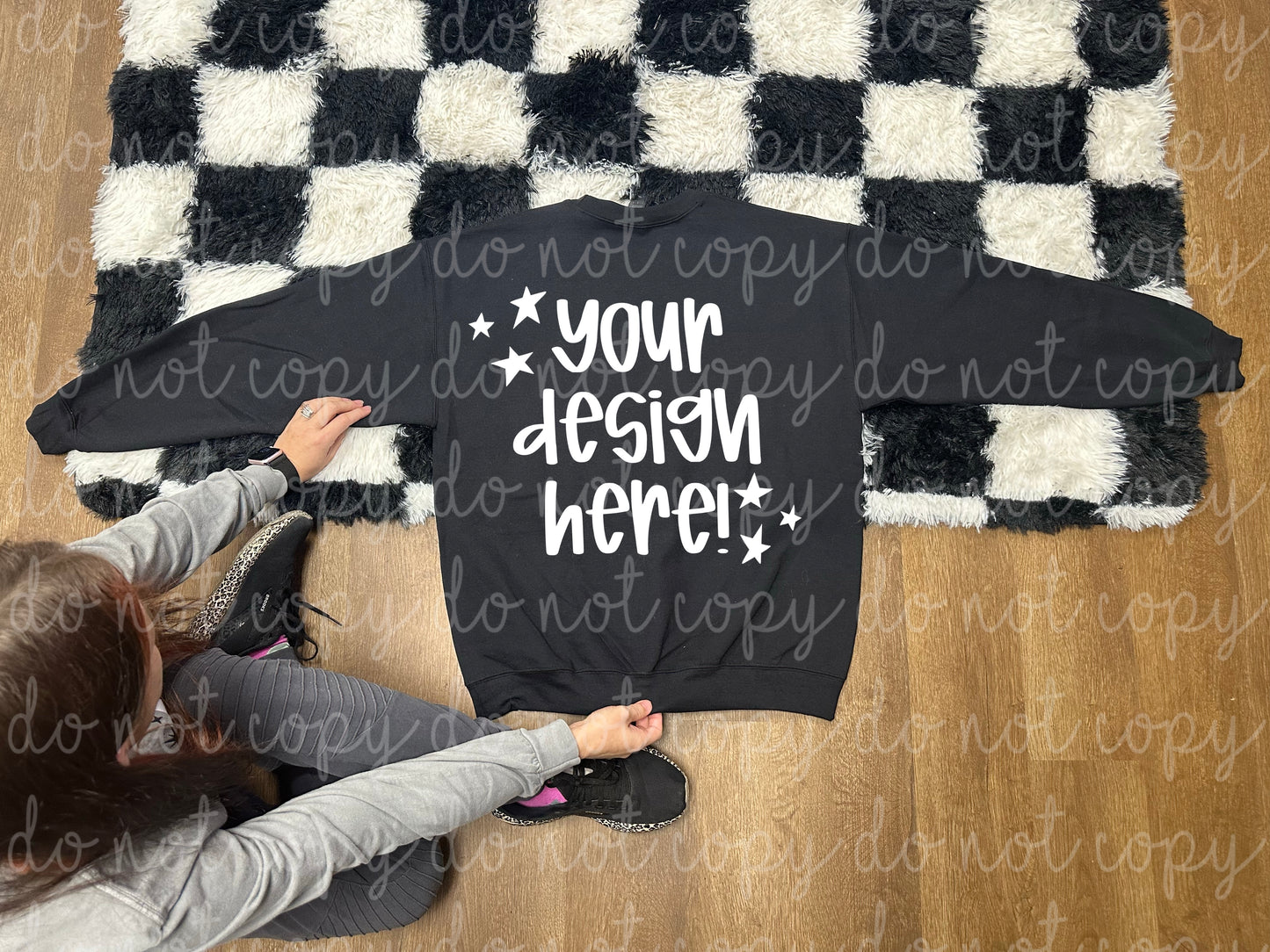 Gildan 18000 Black Flat Lay Lifestyle Back Mock Up