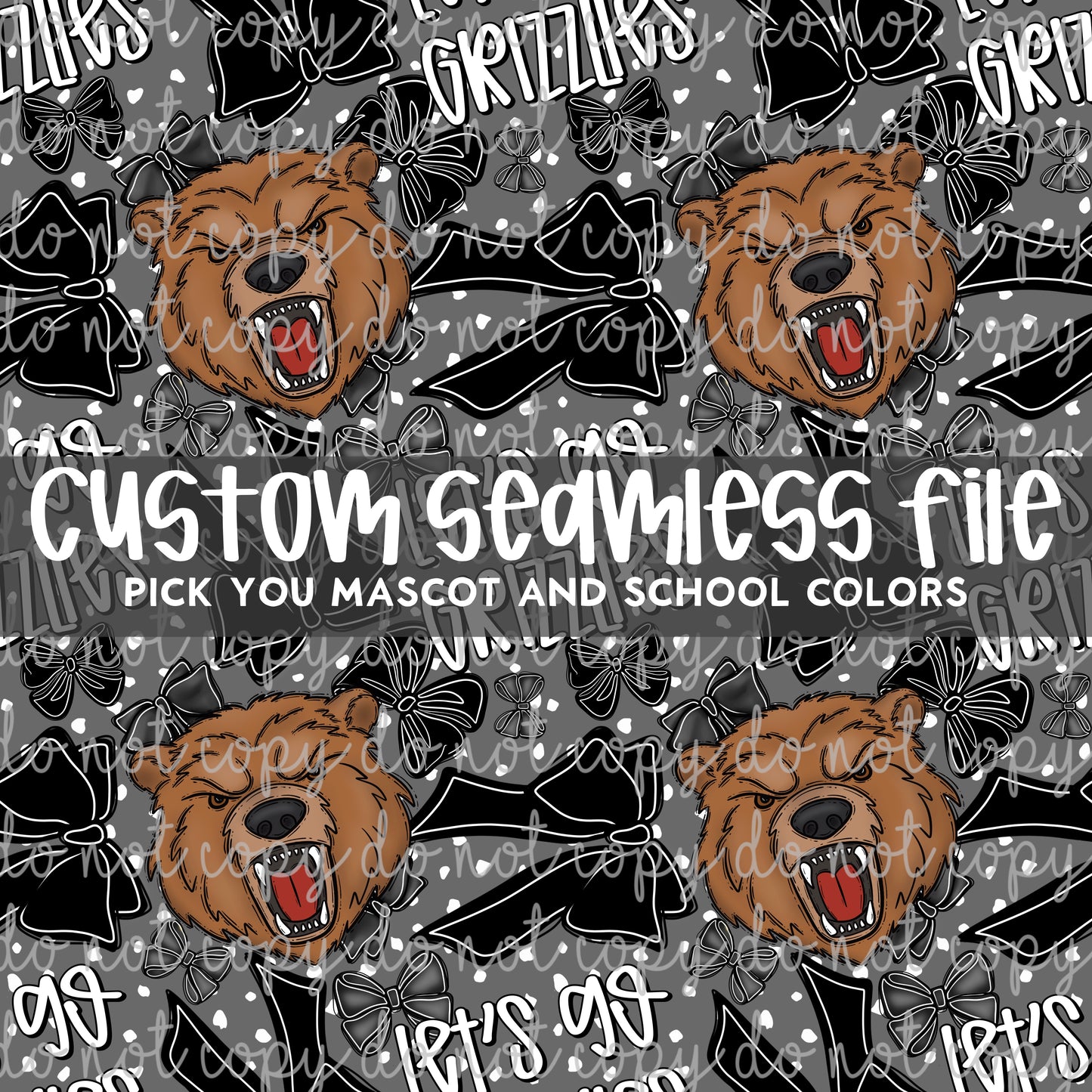 CUSTOM Mascot Bows Seamless PNG Design
