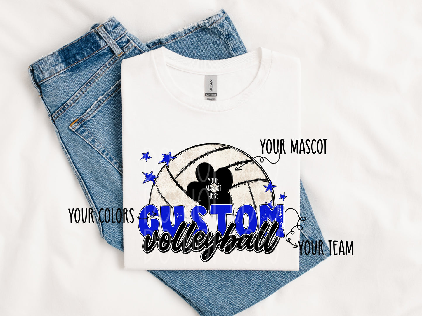 CUSTOM Mascot Volleyball and Stars PNG Design