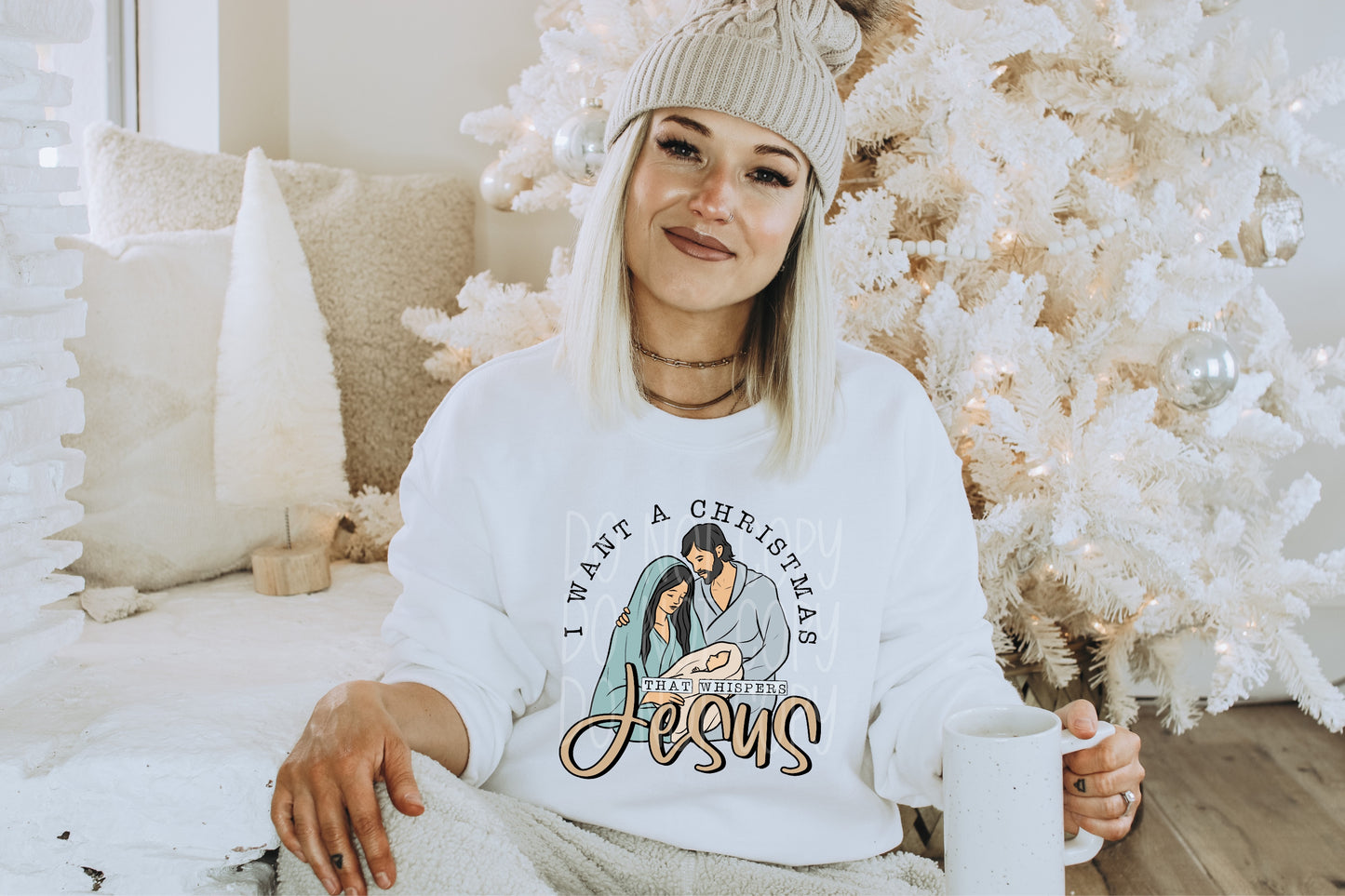 I want a Christmas that whispers Jesus PNG Design