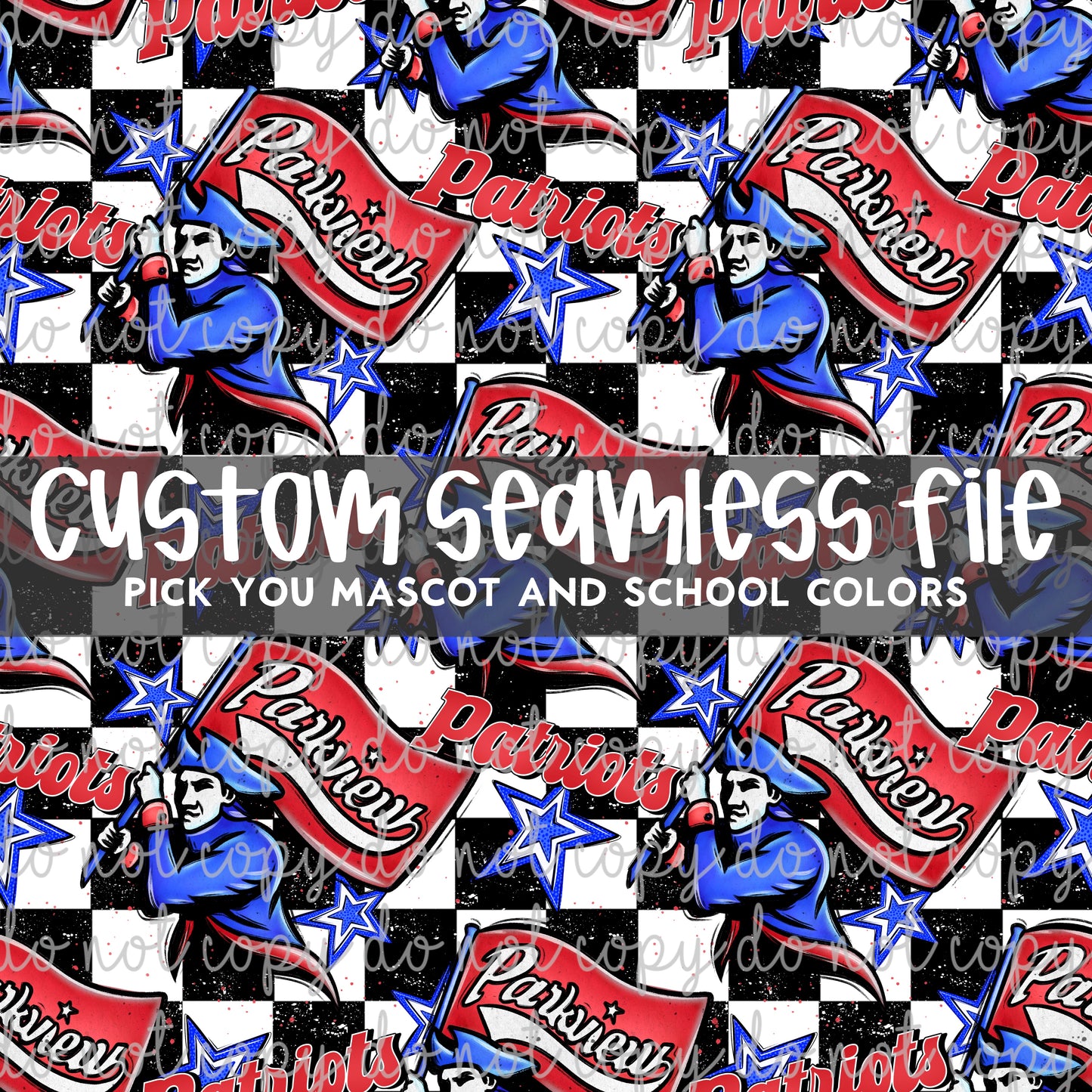 CUSTOM Mascot Checkered Seamless PNG Design