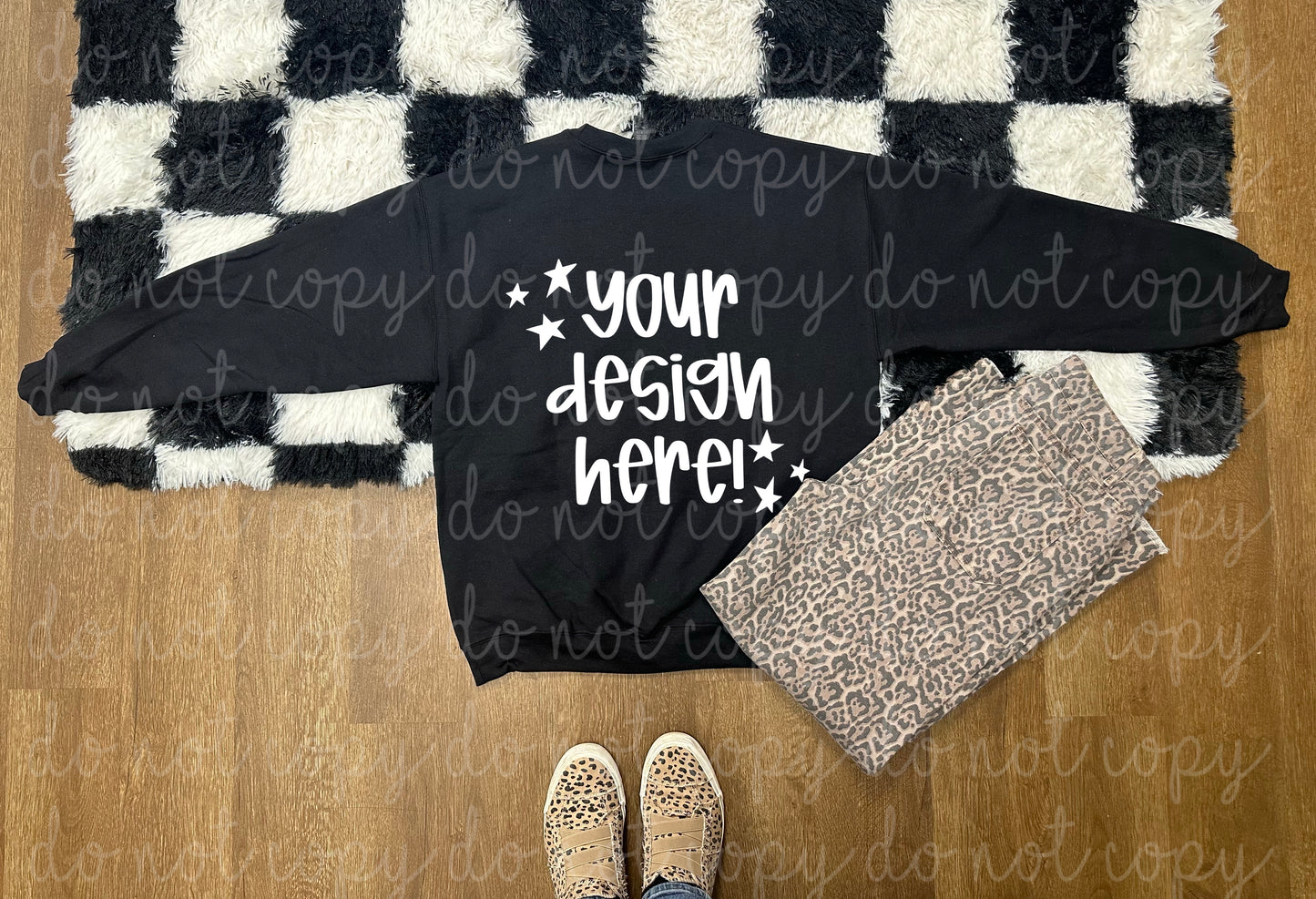 Gildan 18000 Black Flat Lay Back Mock Up