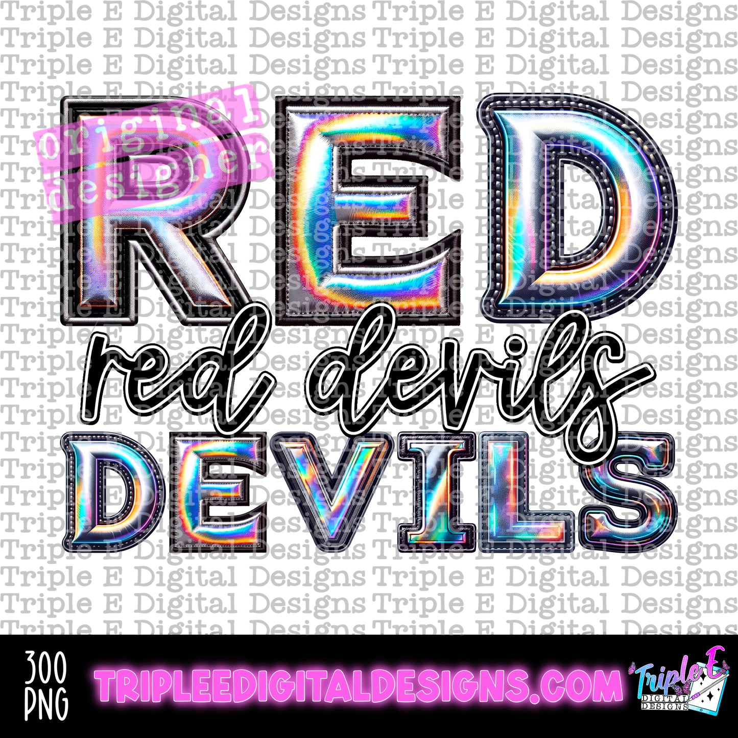 Red Devils Holo PNG Design