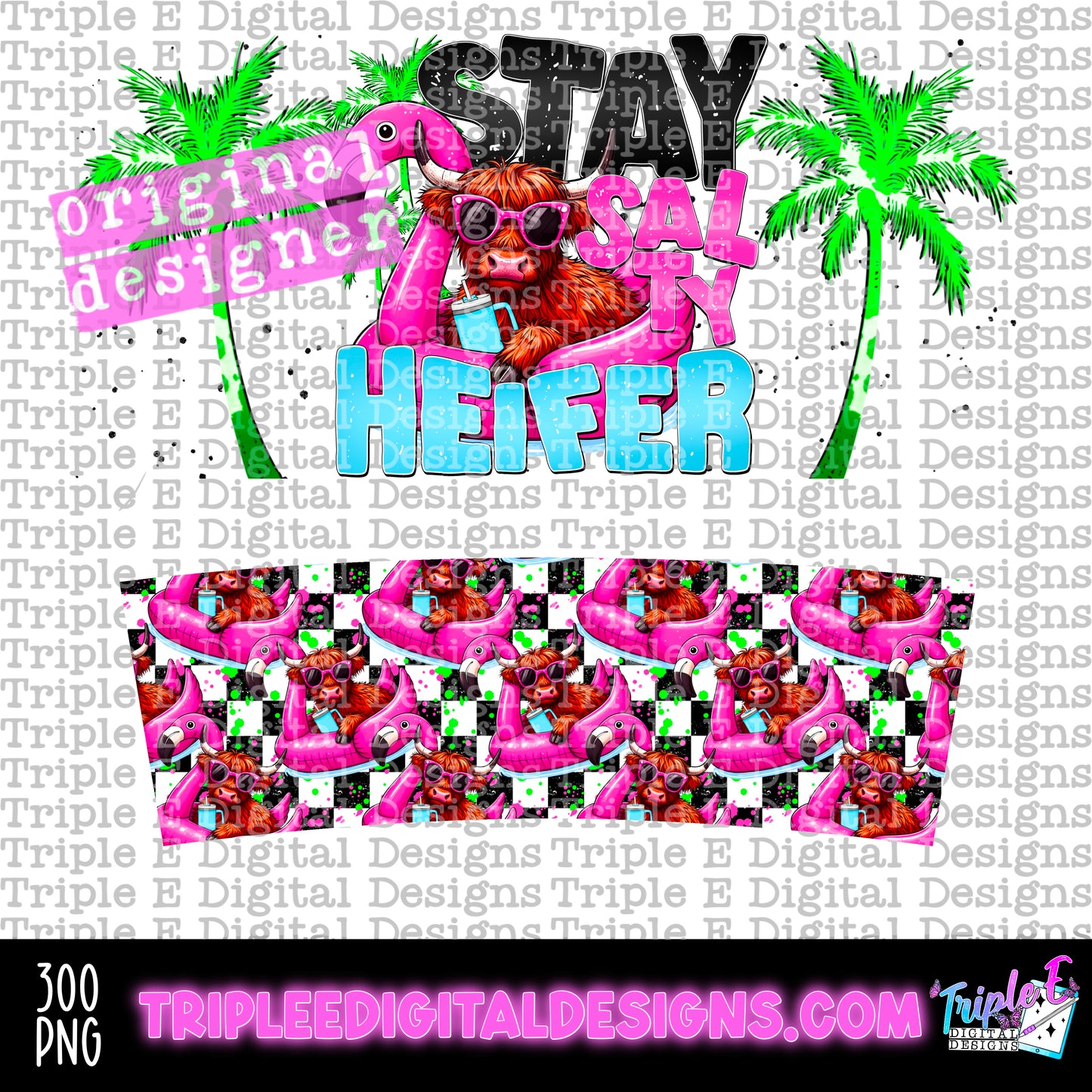 Stay Salty Heifer 40oz Tumbler PNG Design