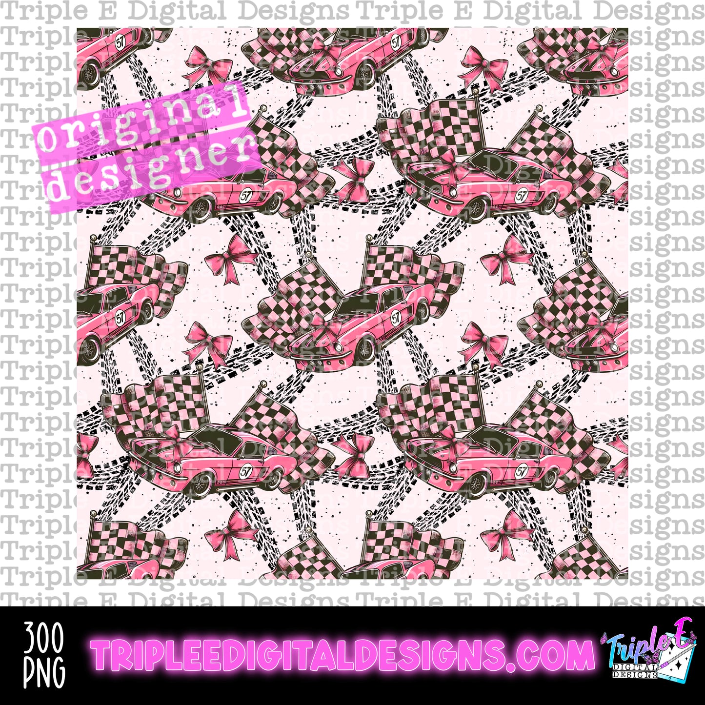 Race Days Social Club Seamless PNG Design