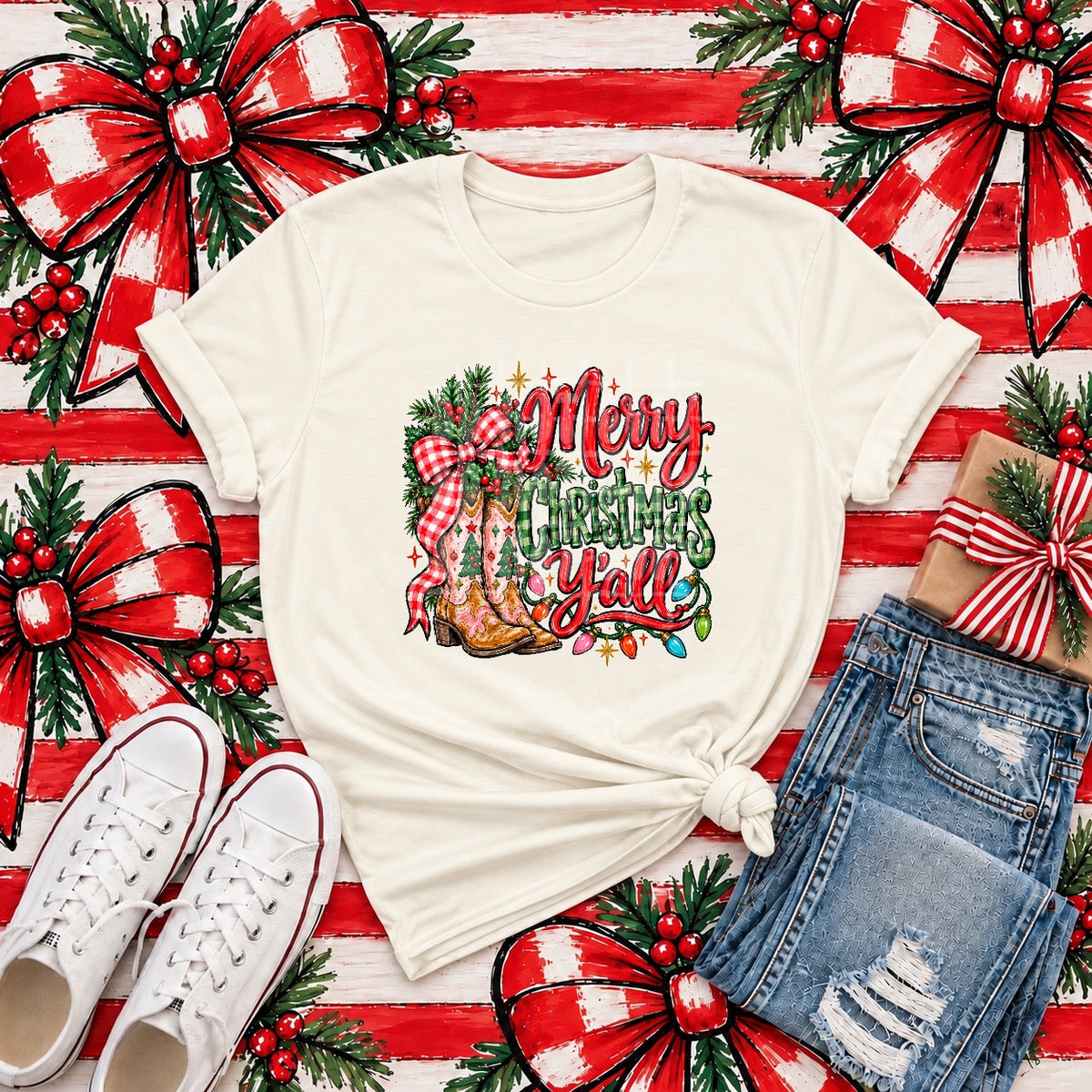 Merry Christmas Y'all apparel mockup