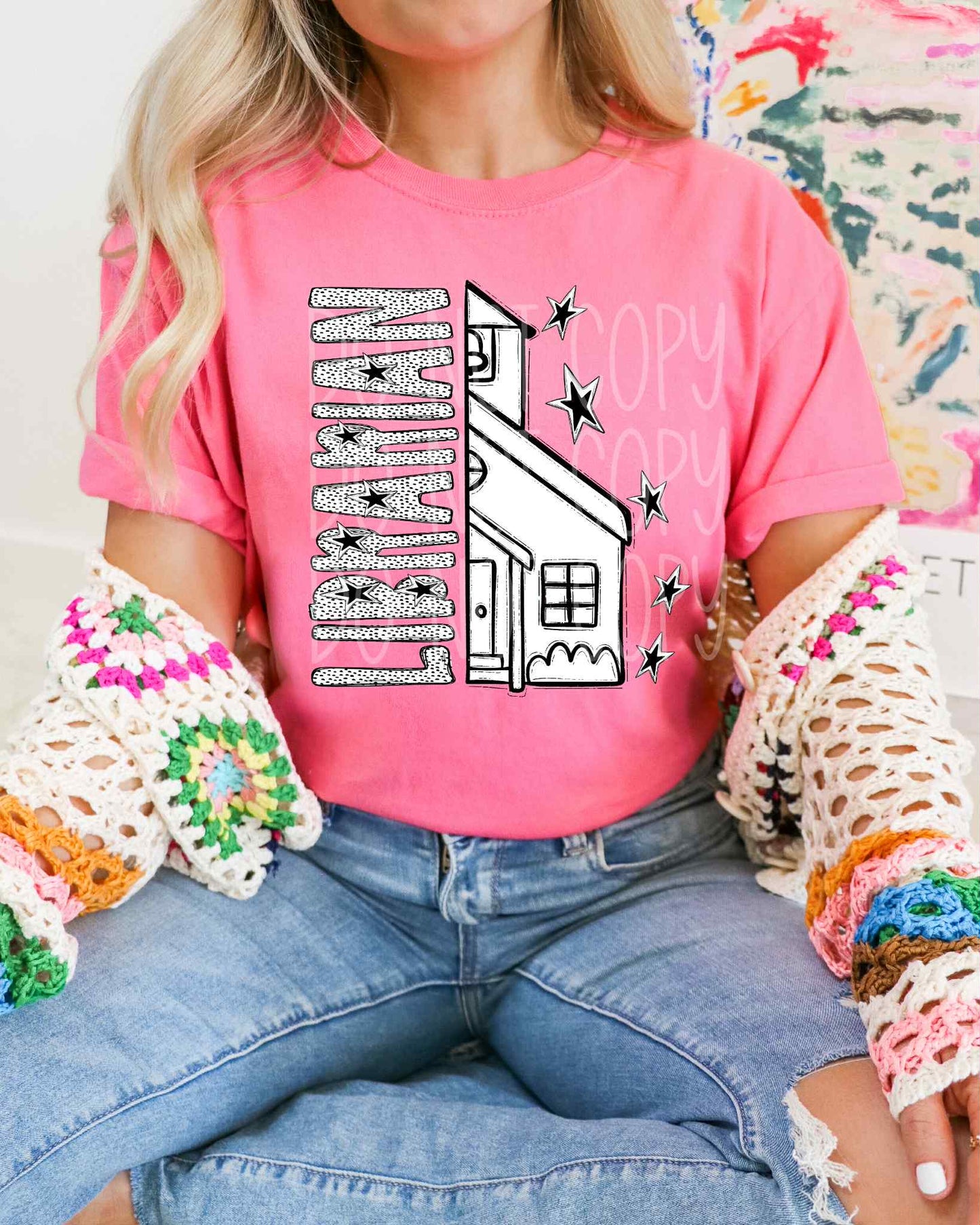 Librarian B&W Dottie PNG Design