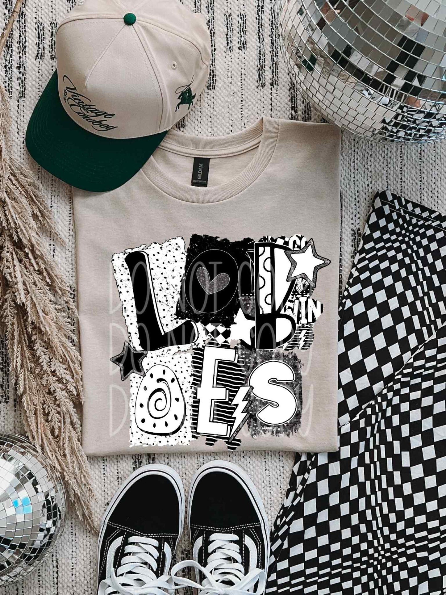 Loboes Black & White Collage PNG Design