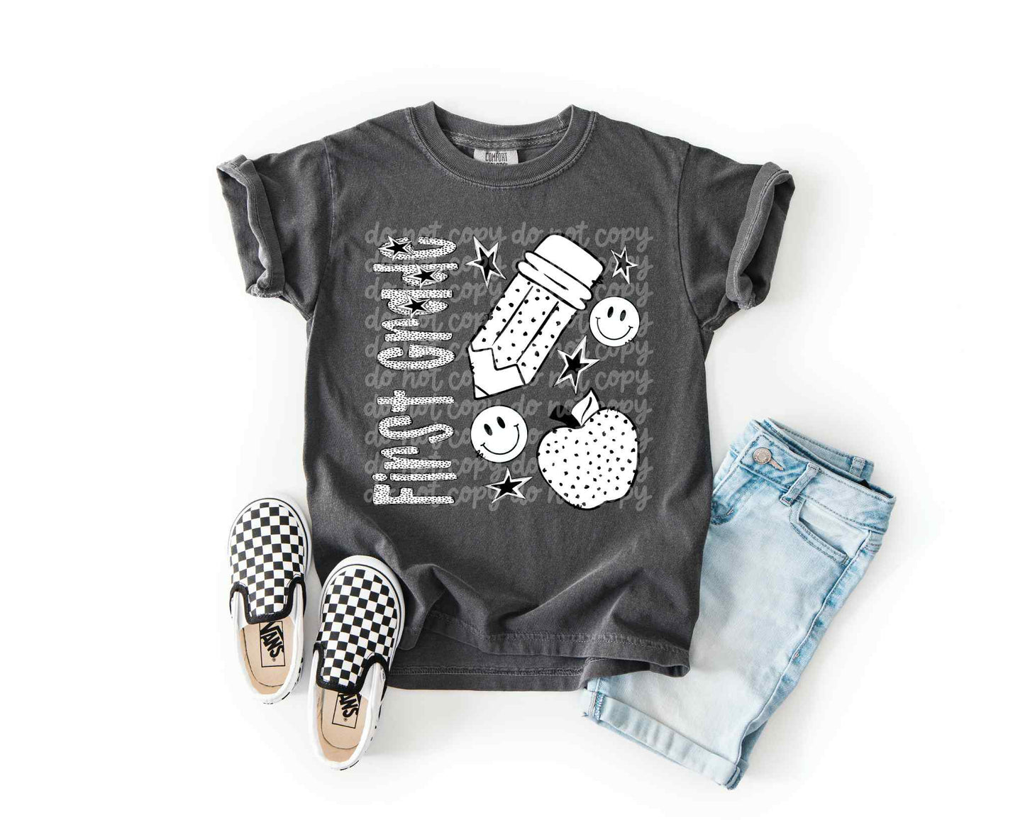 First Grade B&W Dottie PNG Design