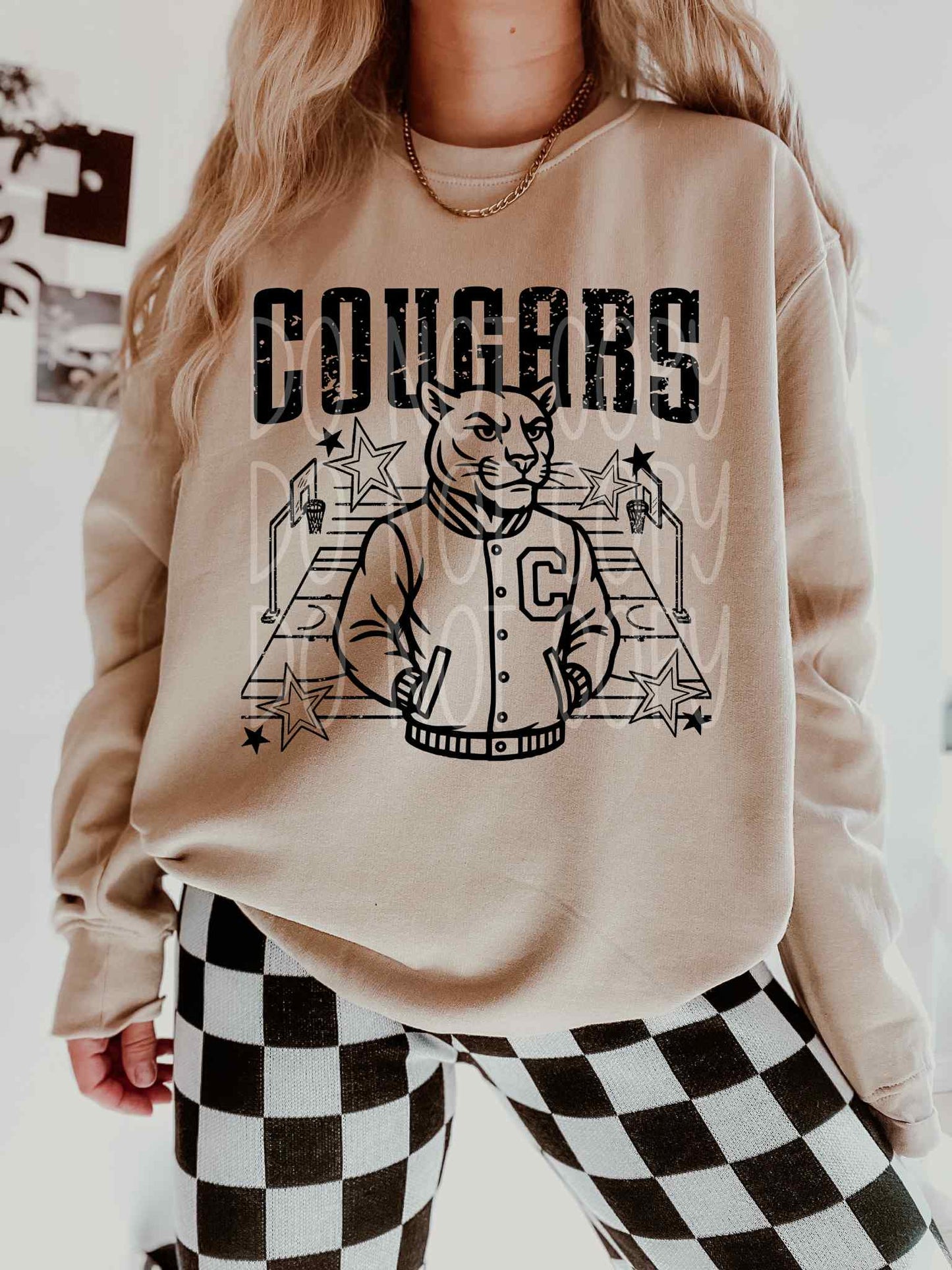 Cougars Basketball Letterman PNG Design