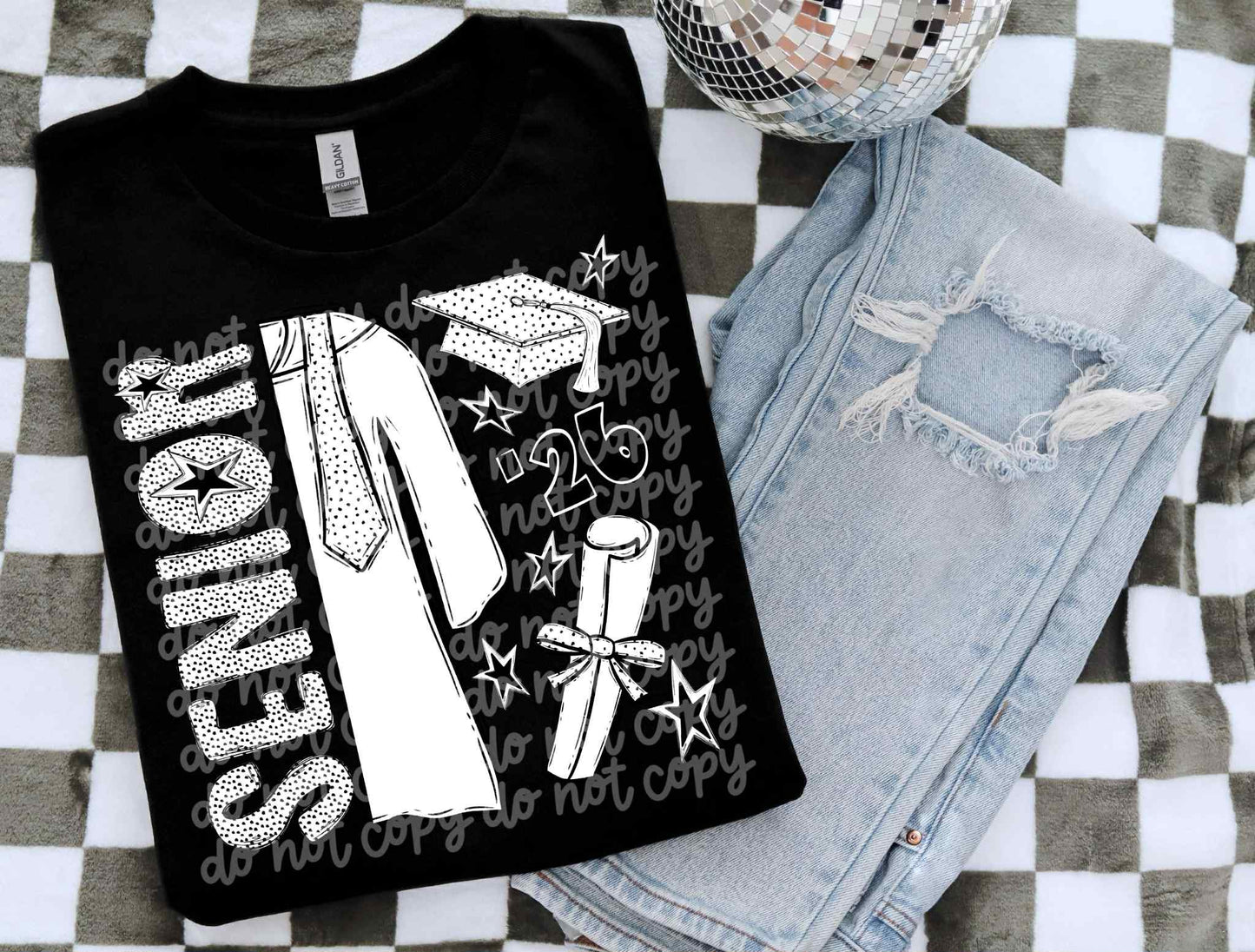 Senior 26 B&W Dottie PNG Design