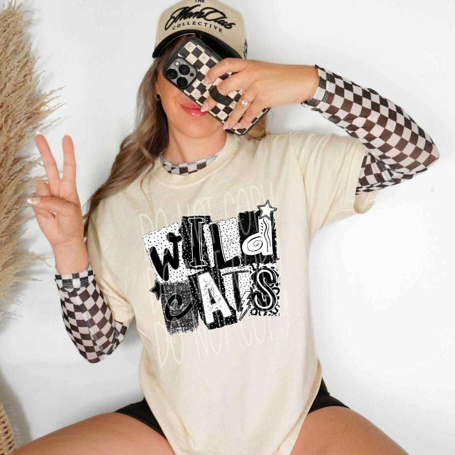 Wildcats Black & White Collage PNG Design