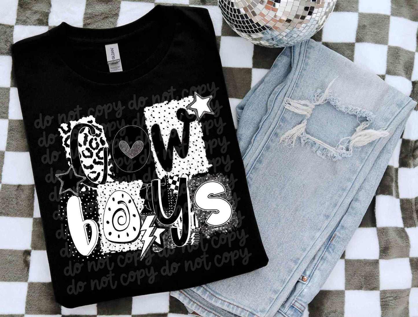 Cowboys Black & White Collage PNG Design