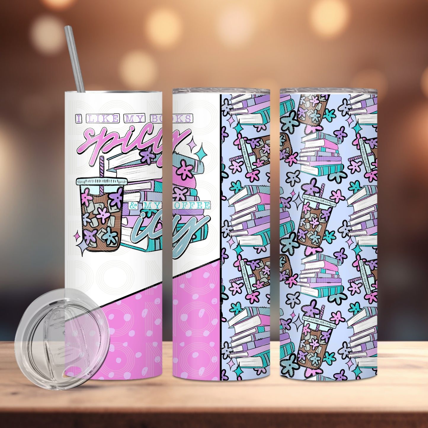 Books Spicy Coffee Icy Tumbler PNG Design