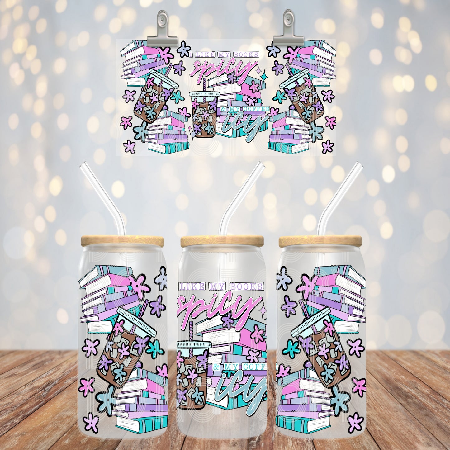 Books Spicy Coffee Icy 16oz Libbey PNG Design