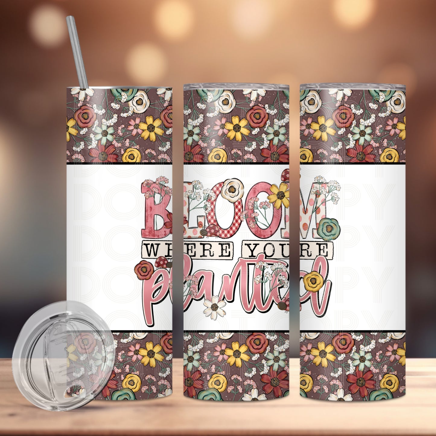 Bloom Where You're Planted Tumbler PNG Design