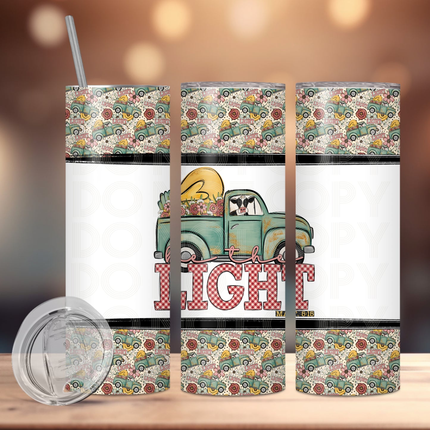 Be The Light Tumbler PNG Design