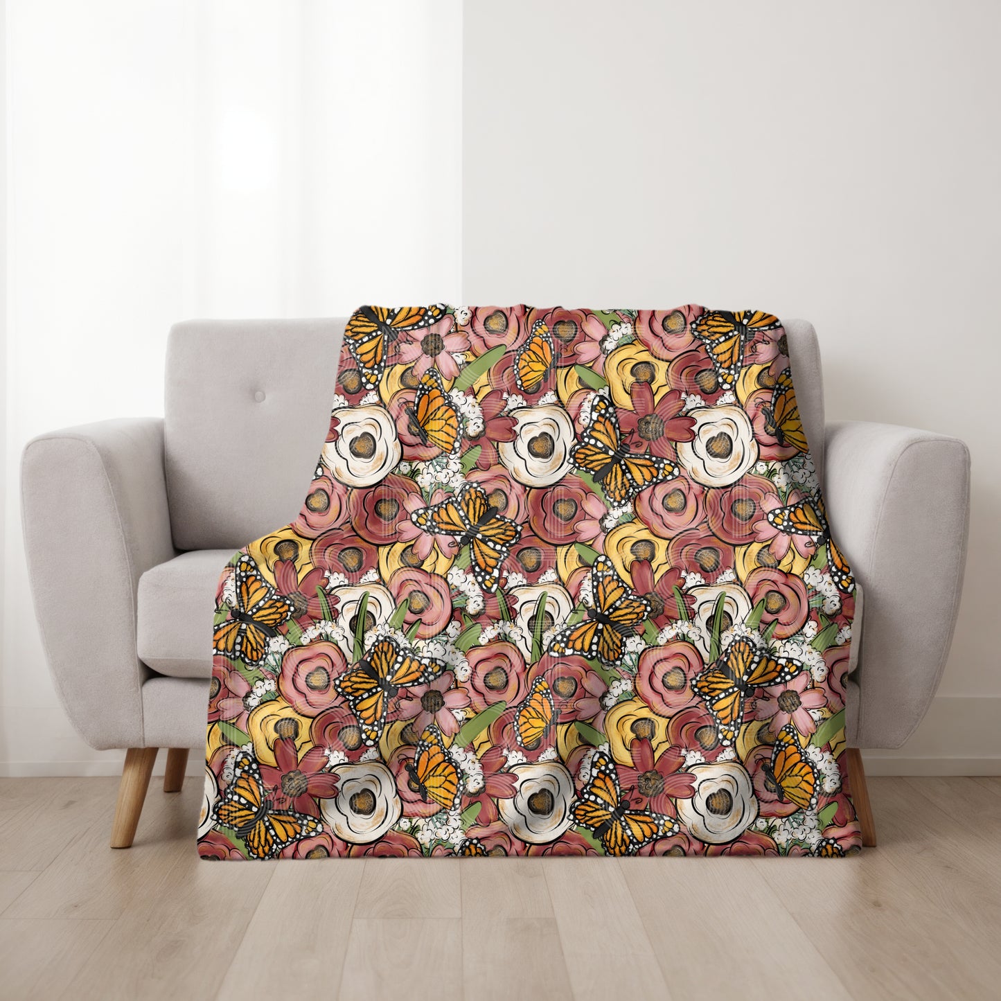 Flowers And Butterflies Seamless PNG Design