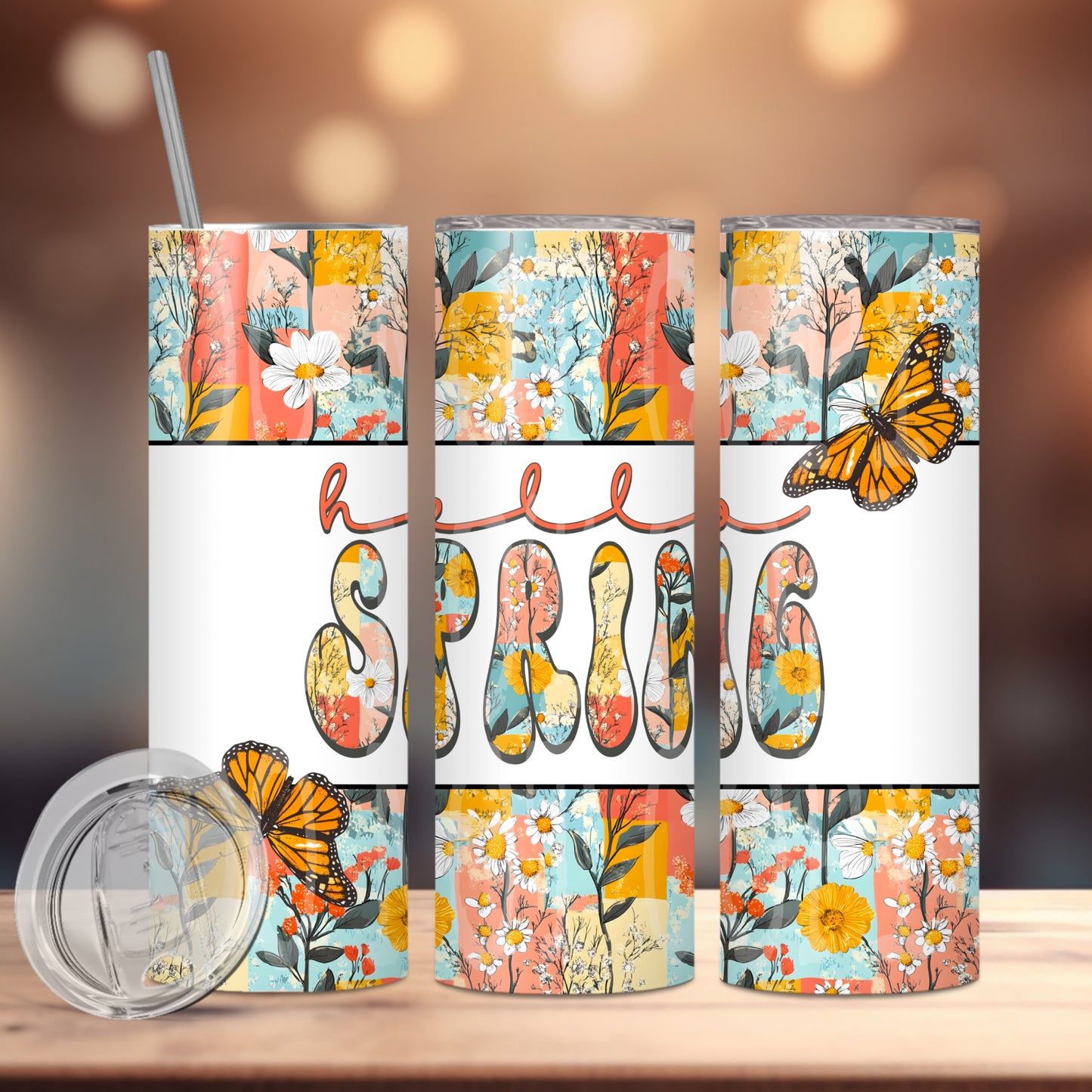 Hello Spring Tumbler PNG Design