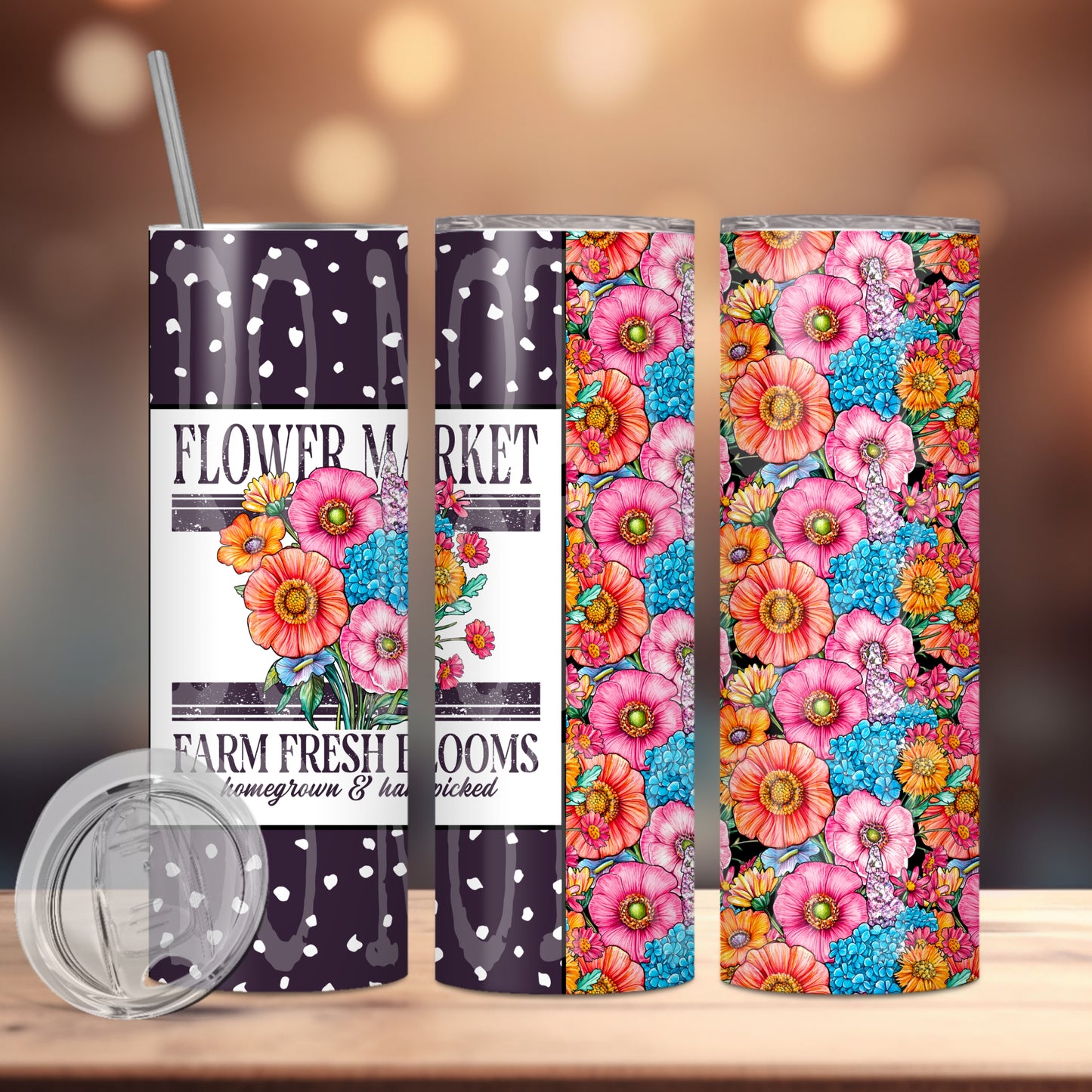 Flower Market Tumbler PNG Design