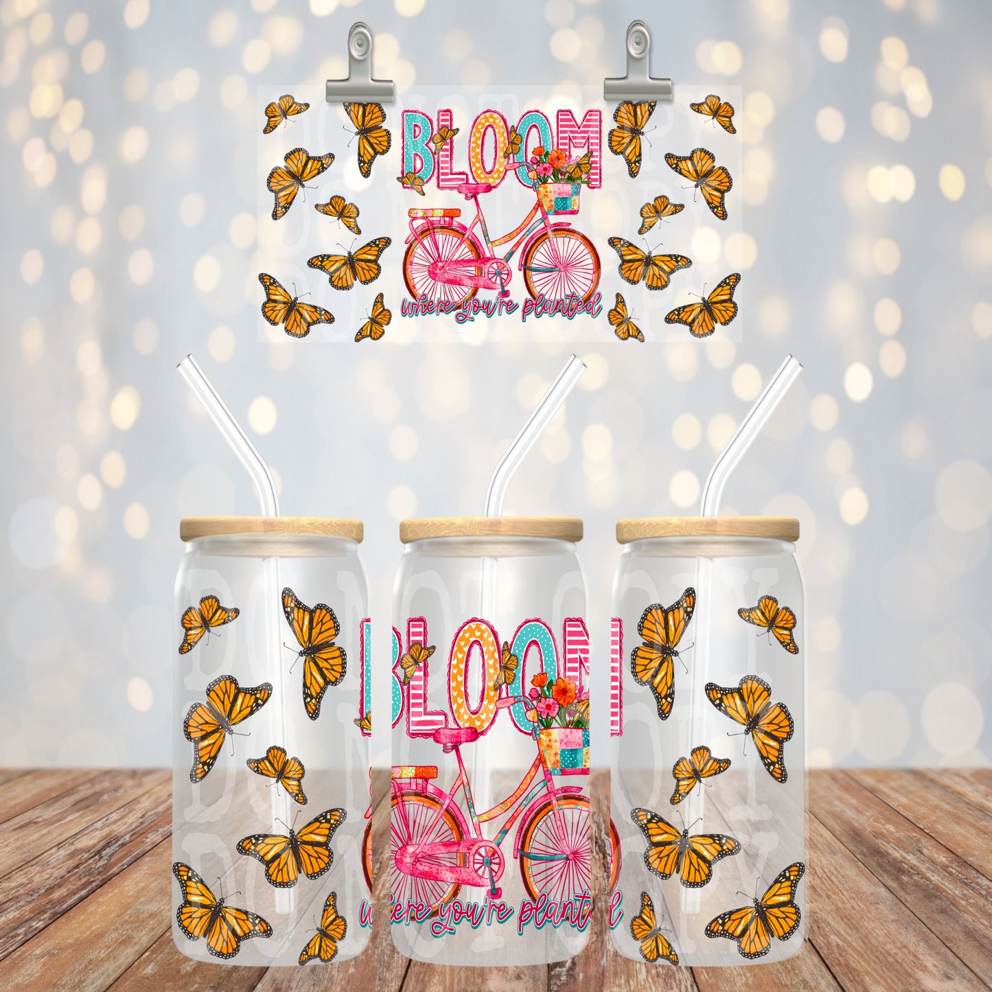 Bloom Where You're Planted 16oz Libbey PNG Design