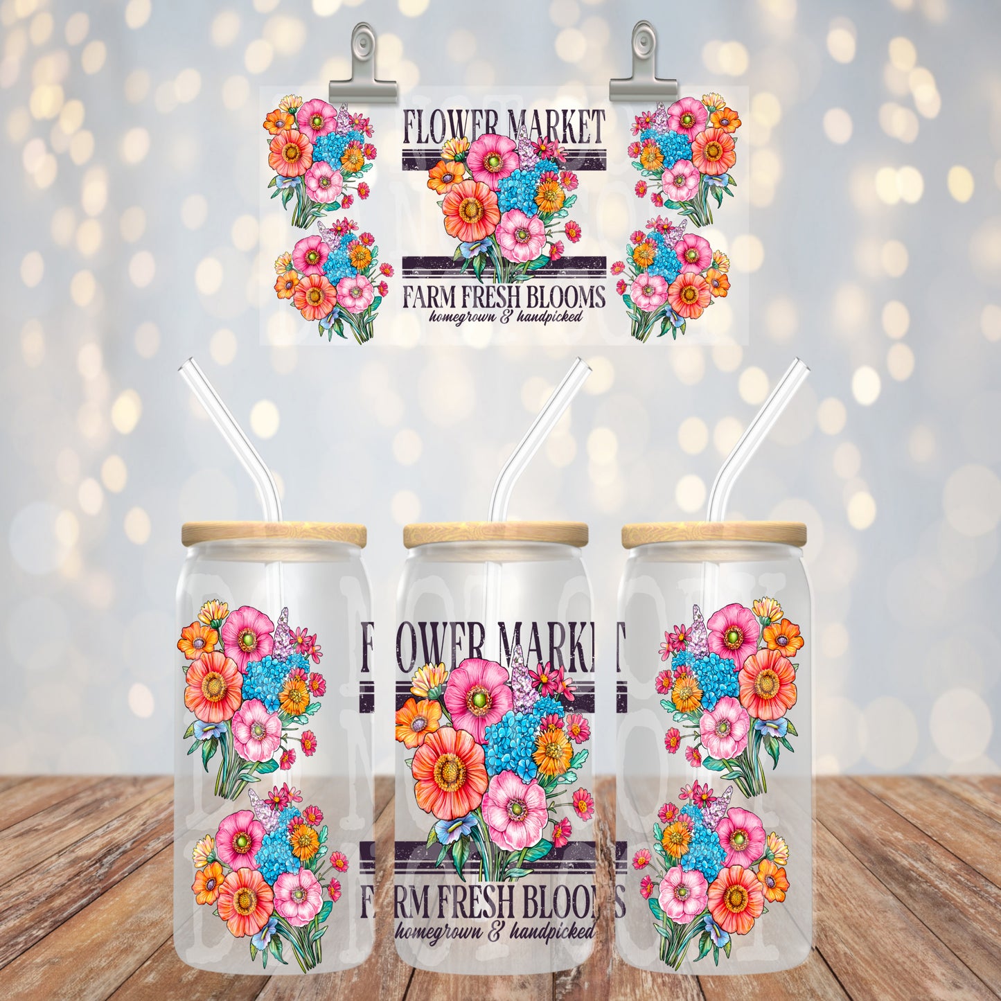Flower Market 16oz Libbey PNG Design
