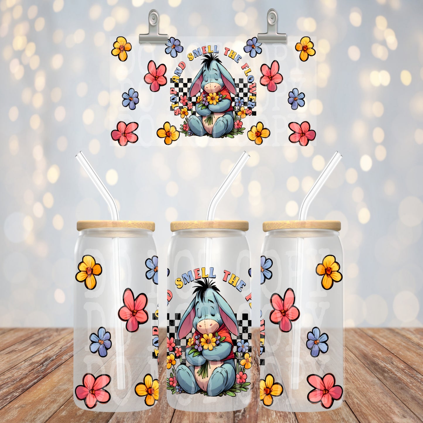 Stop And Smell The Flowers 16oz Libbey PNG Design