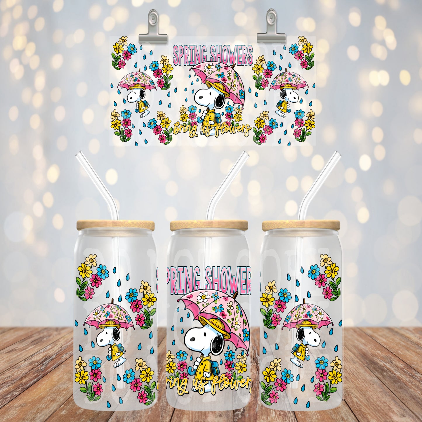 Spring Showers Bring Us Flowers 16oz Libbey PNG Design
