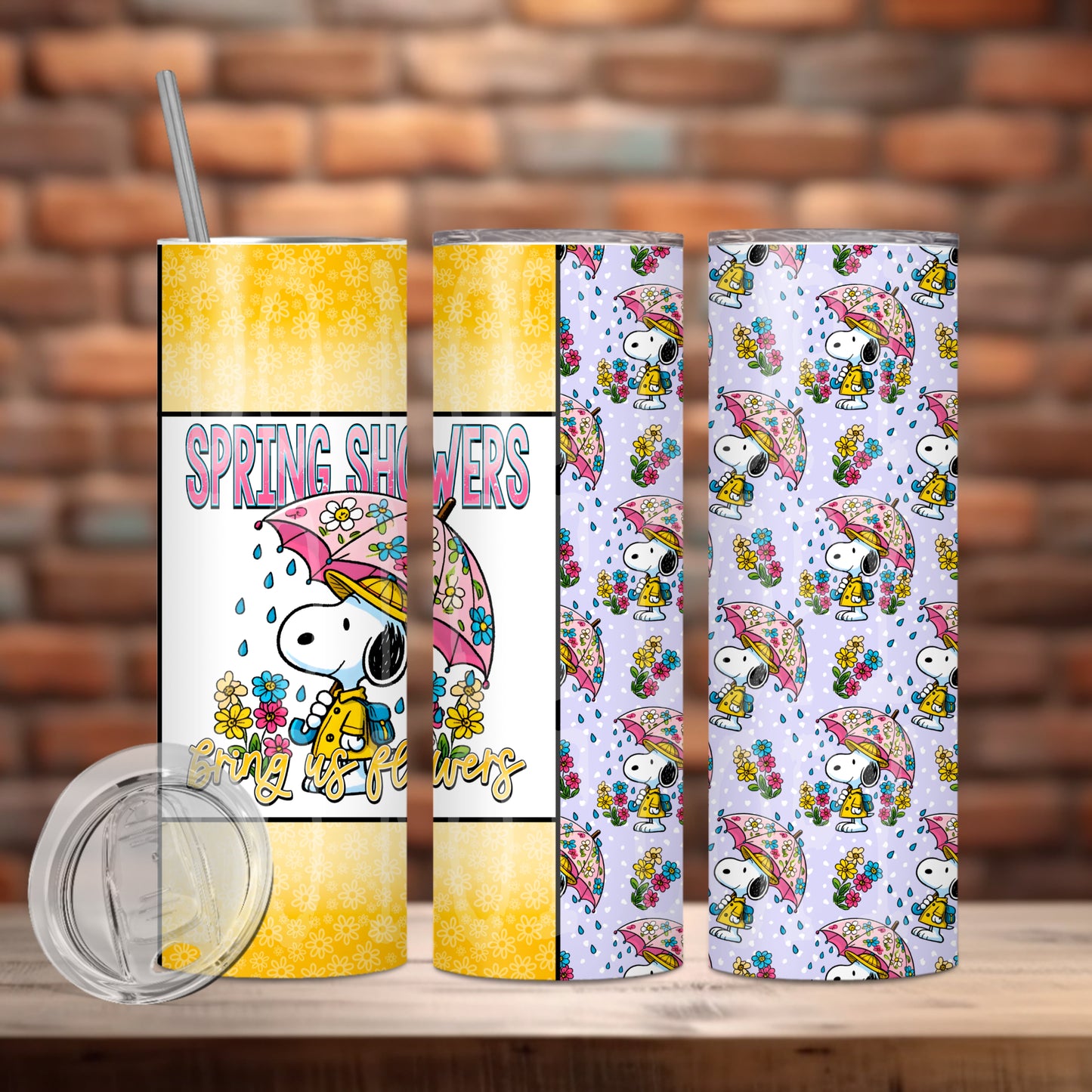 Spring Showers Bring Us Flowers Tumbler PNG Design