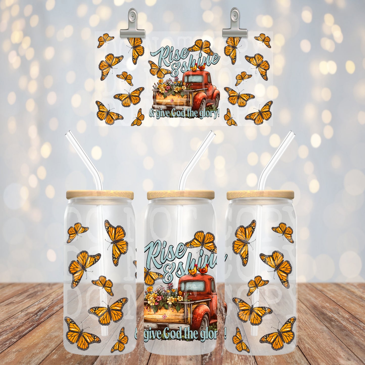 Rise & Shine 16oz Libbey PNG Design