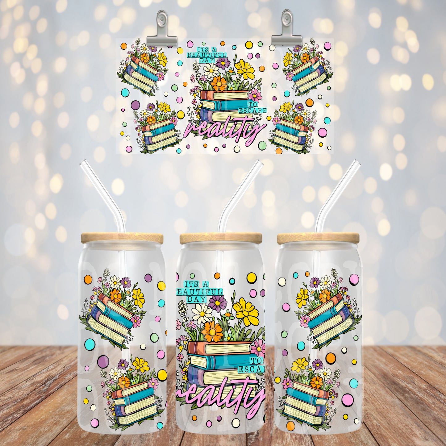 It's A Beautiful Day 16oz Libbey PNG Design