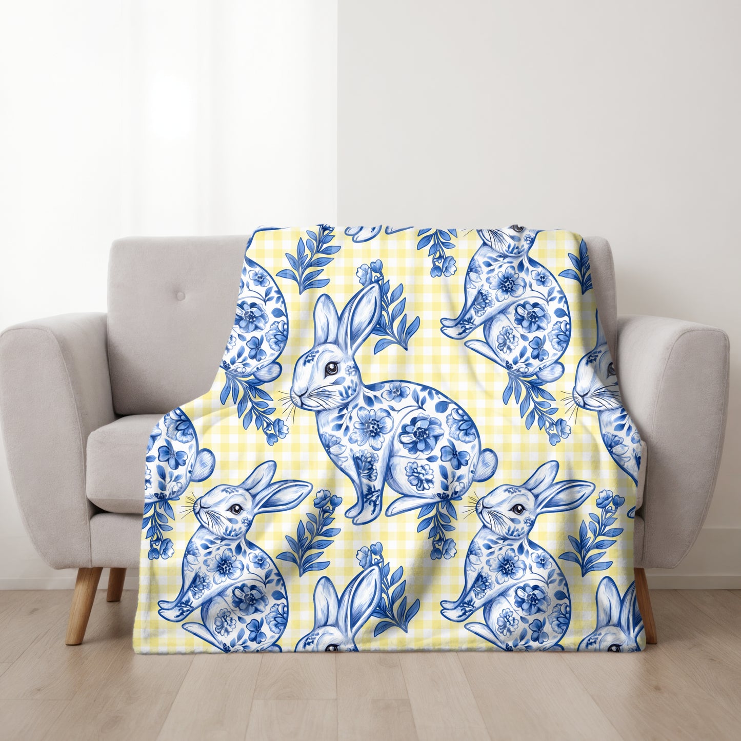 Blue And White Bunny Seamless PNG Design