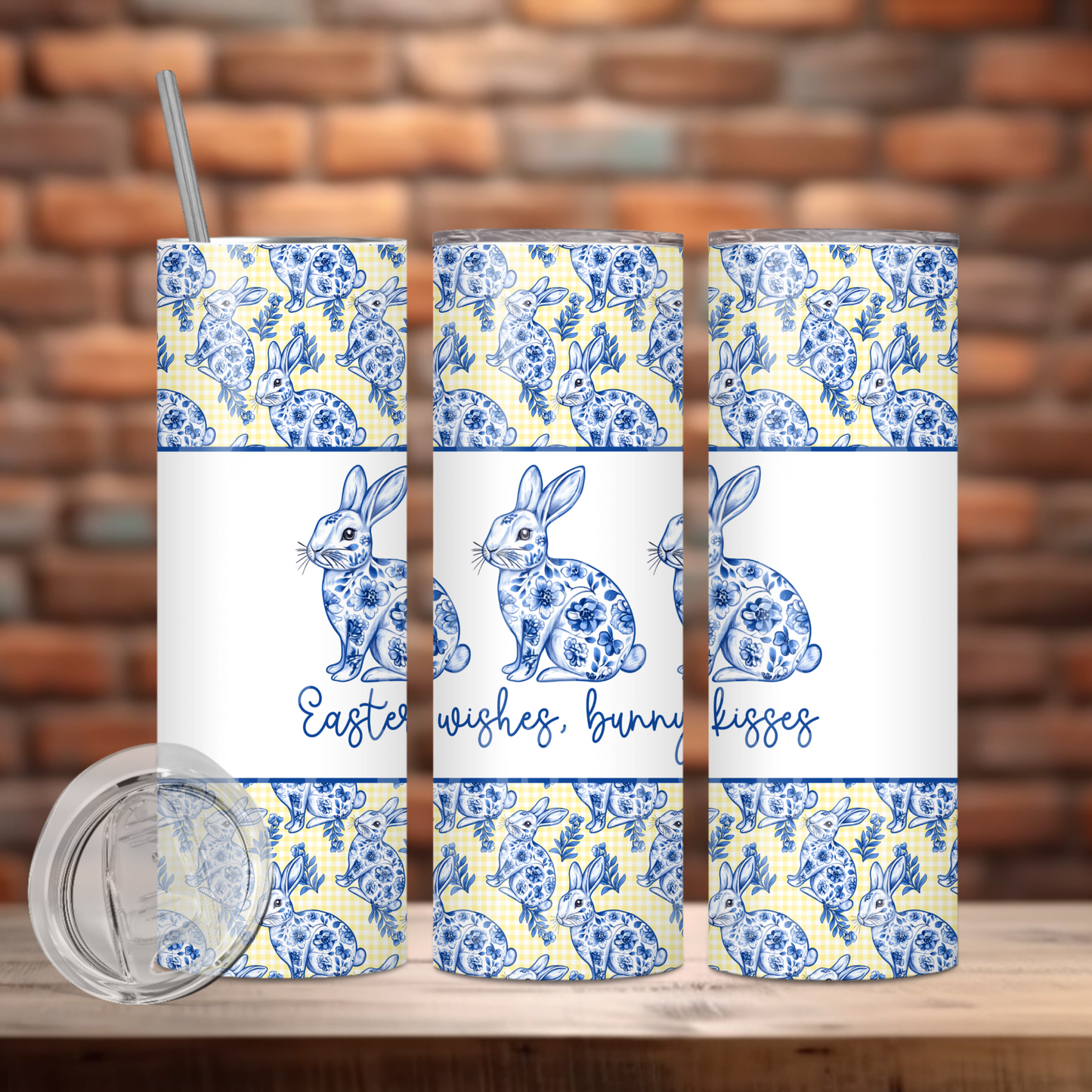 Easter Wishes Bunny Kisses Tumbler PNG Design