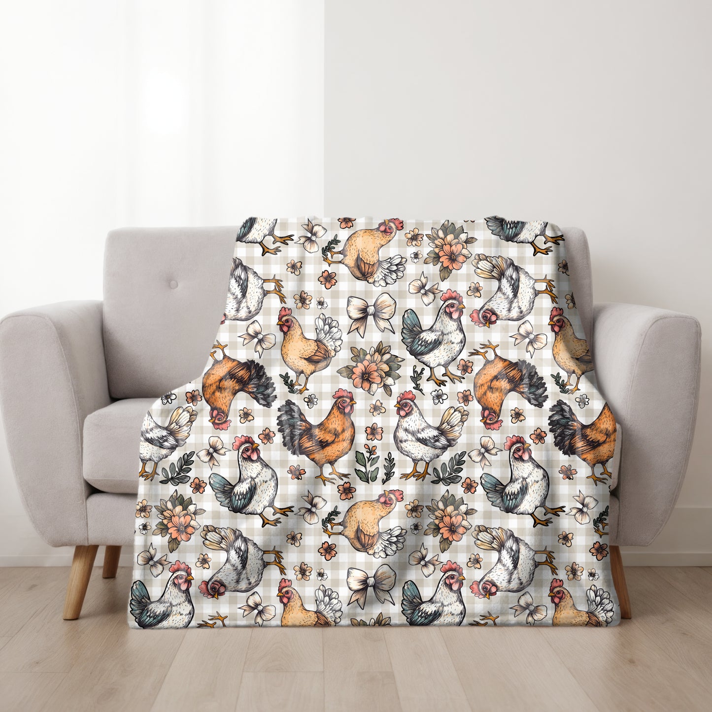 Chicken Gingham Seamless PNG Design