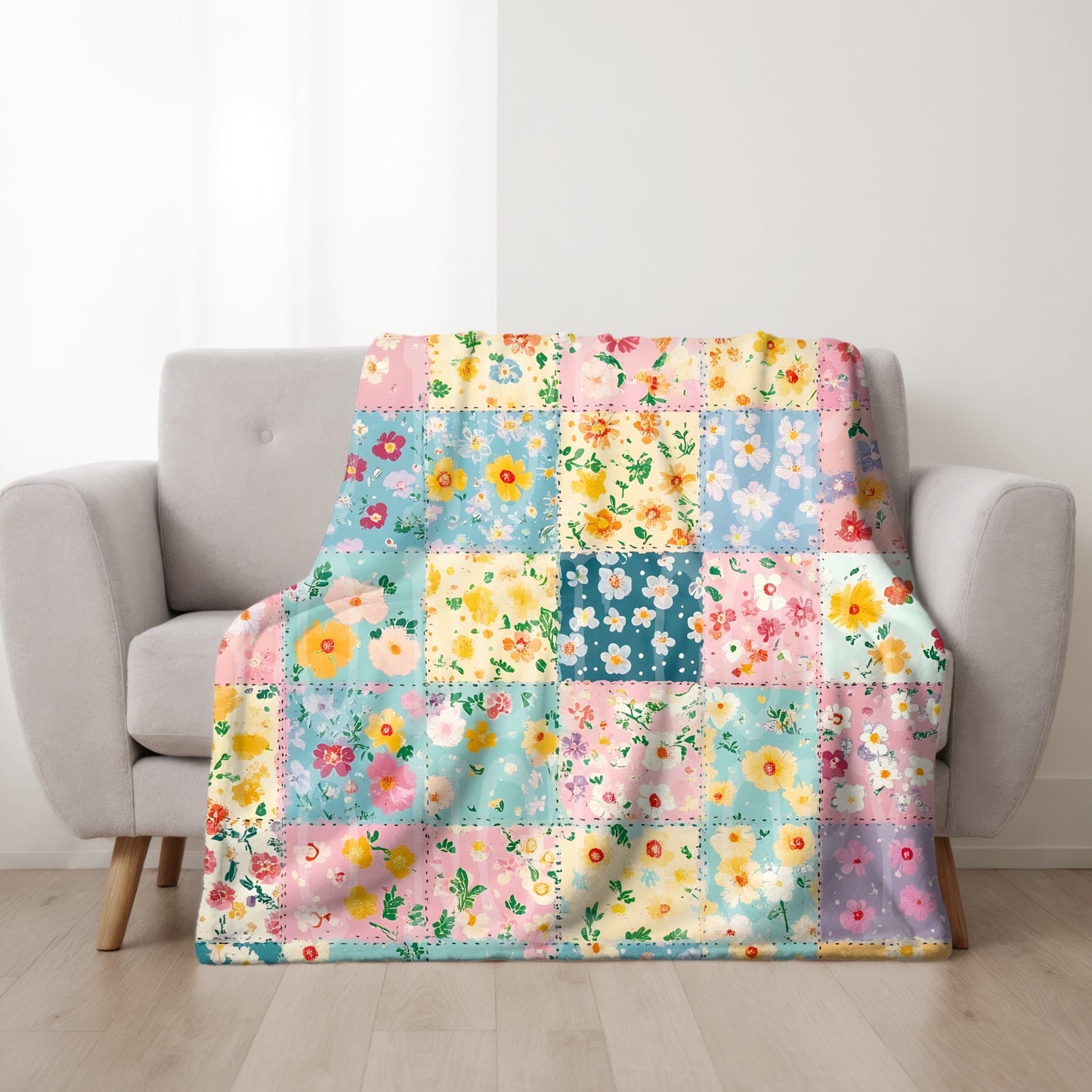 Floral Quilt Seamless PNG Design