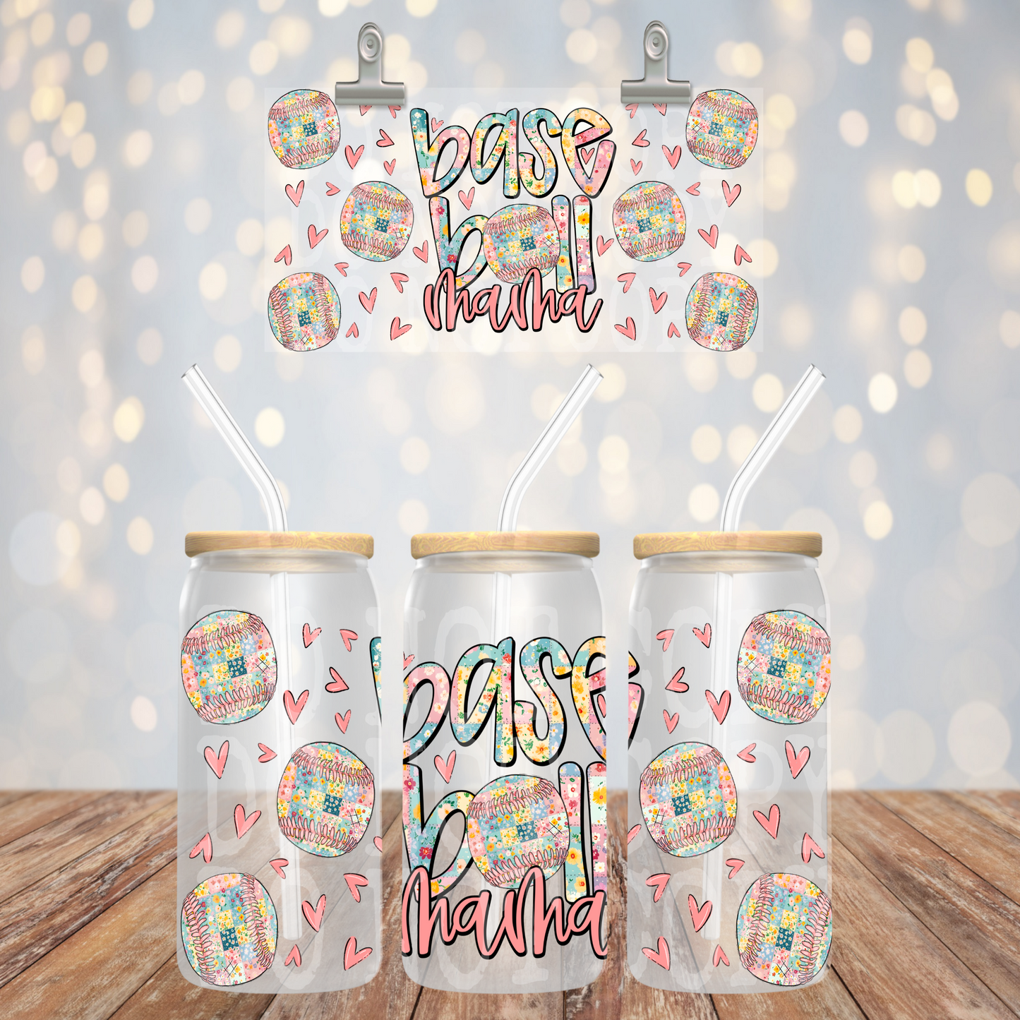 Baseball Mama 16oz Libbey PNG Design