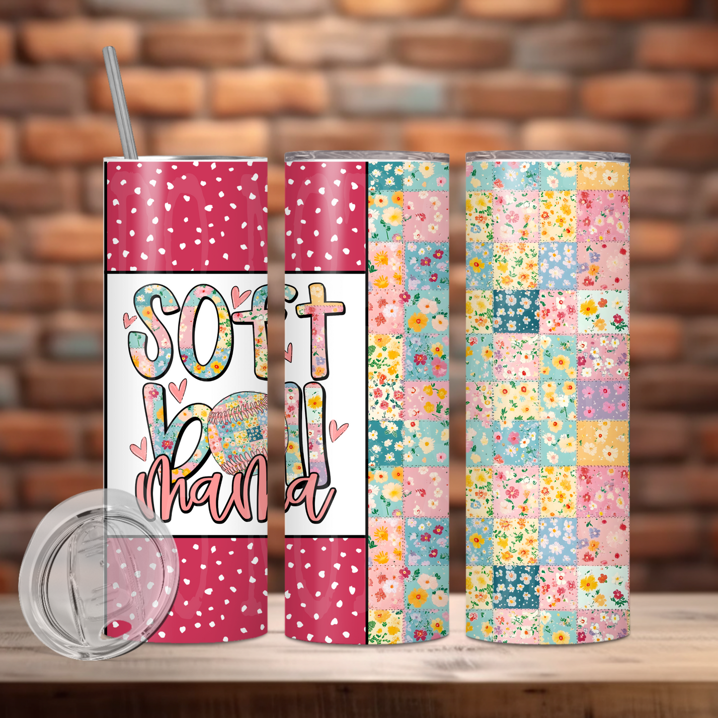 Softball Mama Tumbler PNG Design