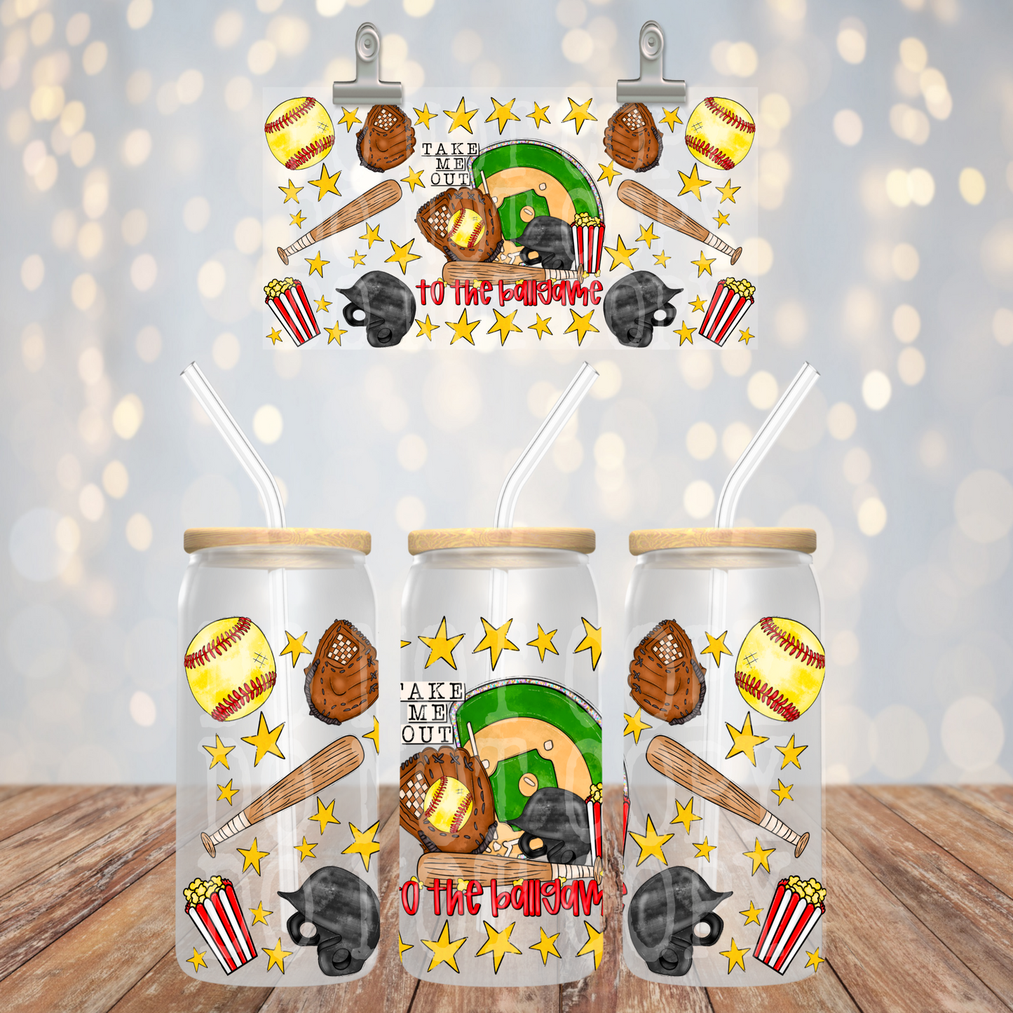 Ballgame Softball 16oz Libbey PNG Design