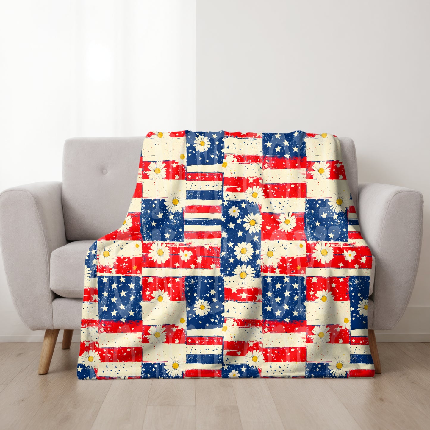 Stars And Stripes Daisy Seamless PNG Design