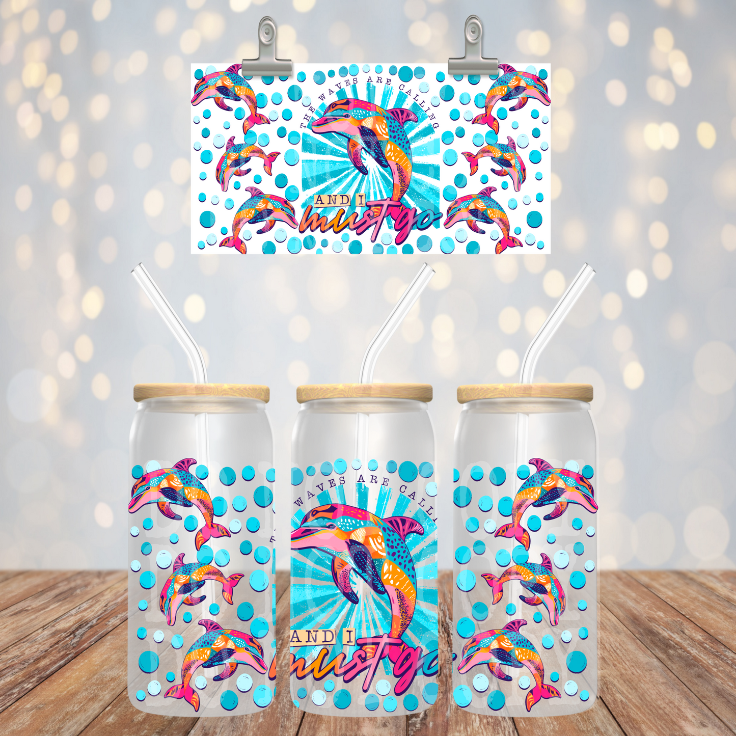 The Waves Are Calling 16oz Libbey PNG Design