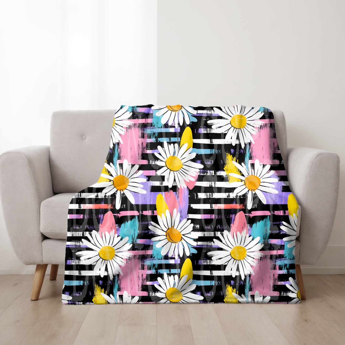 Daisies And Stripes Seamless PNG Design