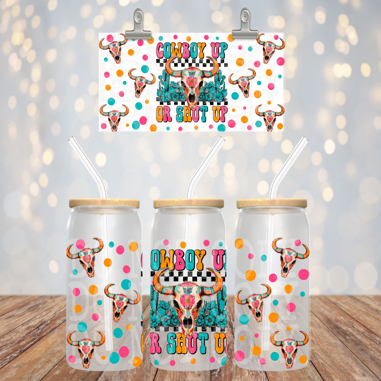 Cowboy Up 16oz Libbey PNG Design