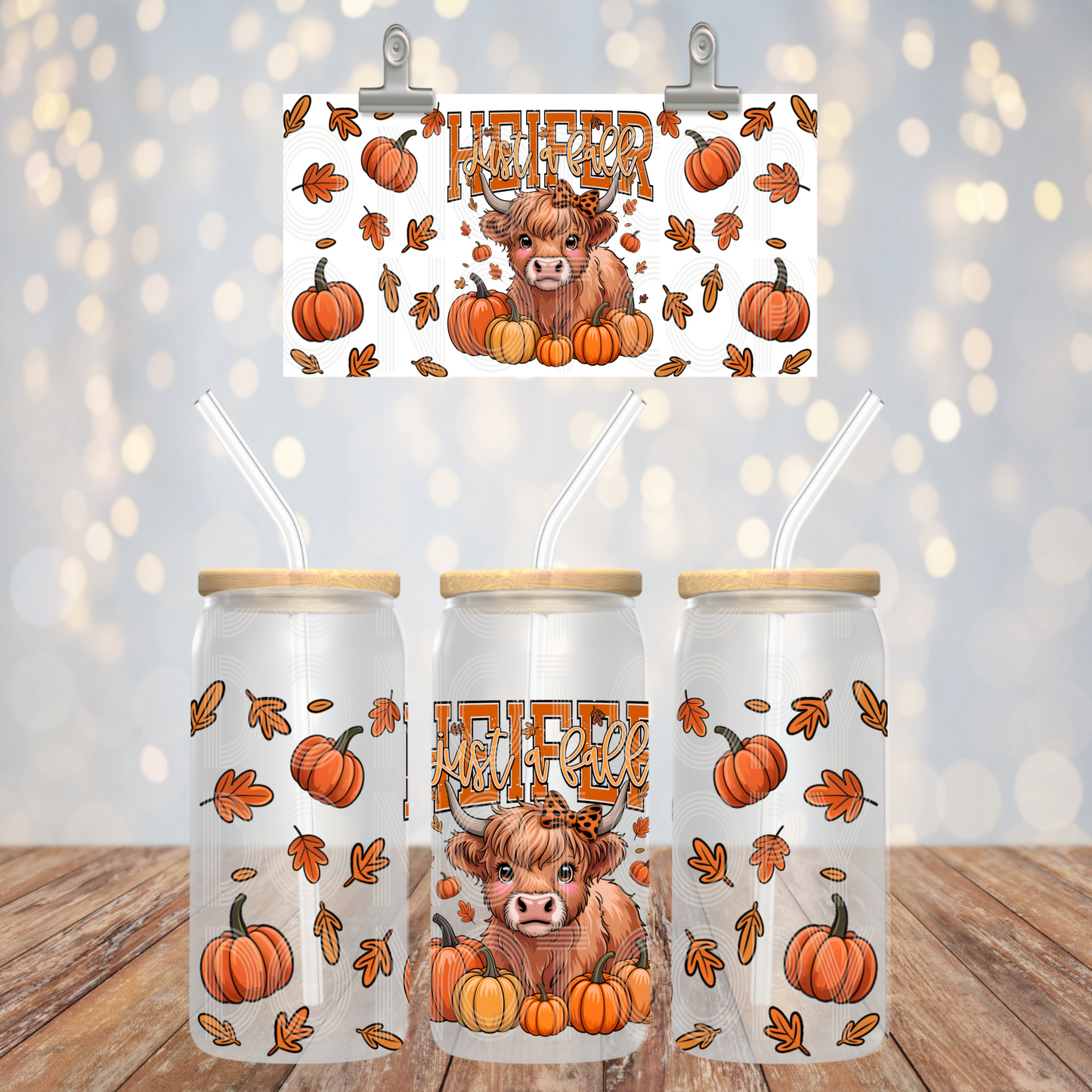 Just A Fall Heifer 16oz Libbey PNG Design