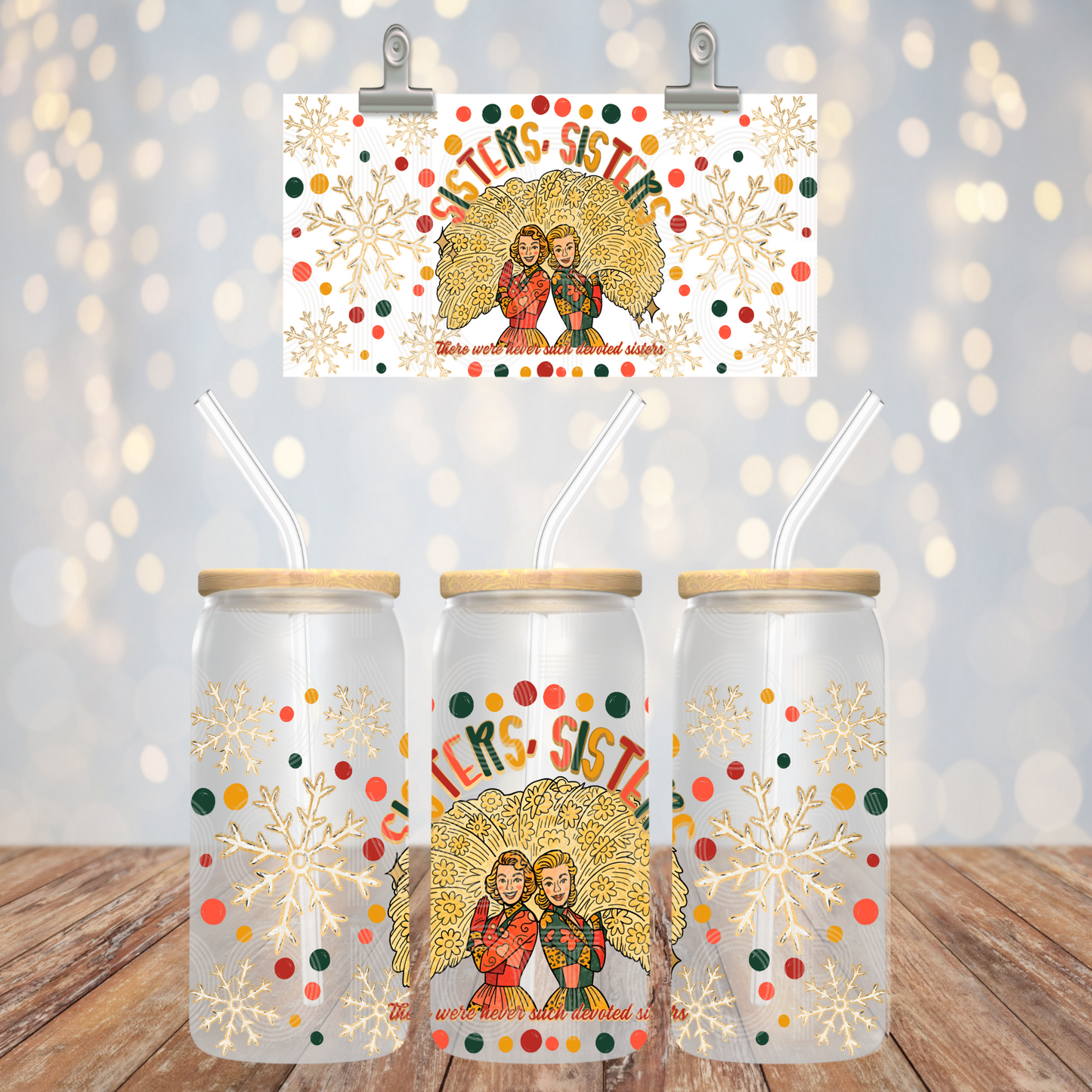 Sisters Sisters 16oz Libbey PNG Design