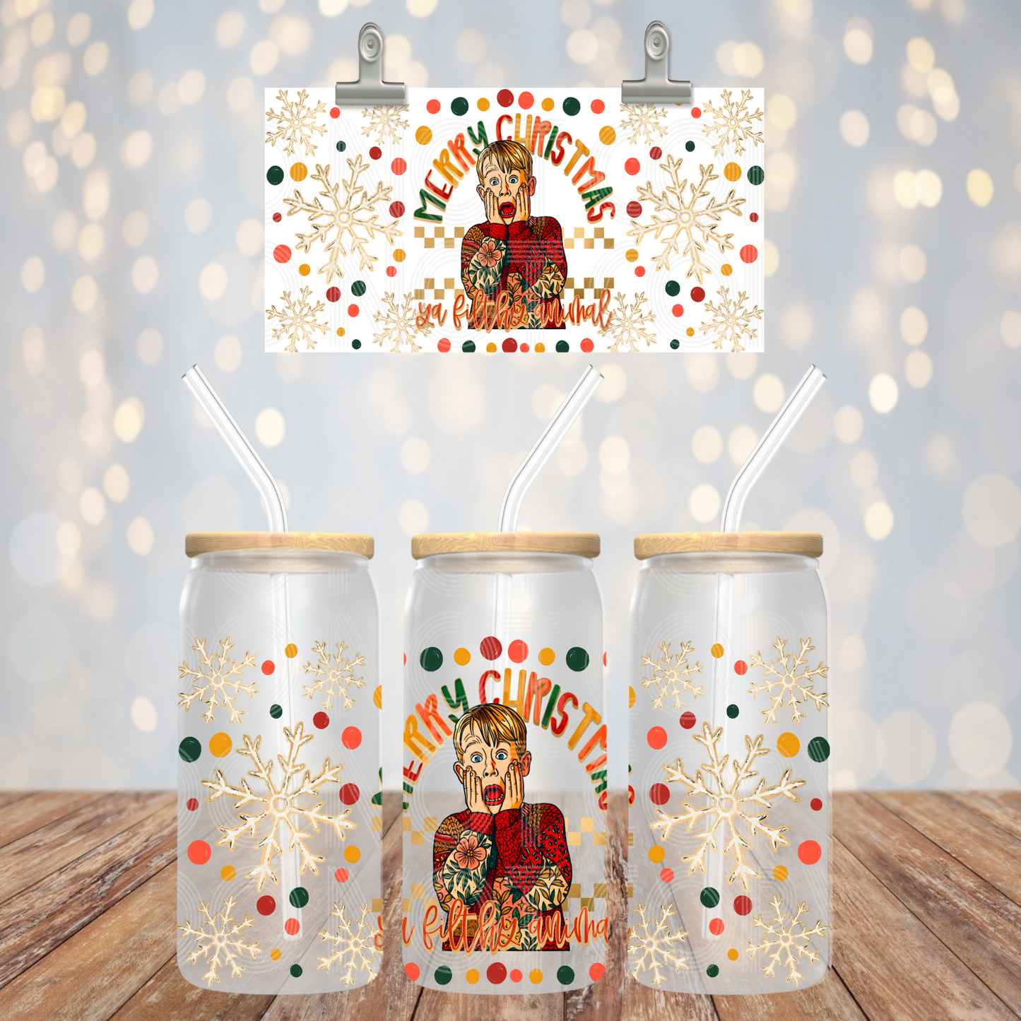 Merry Christmas Ya 16oz Libbey PNG Design