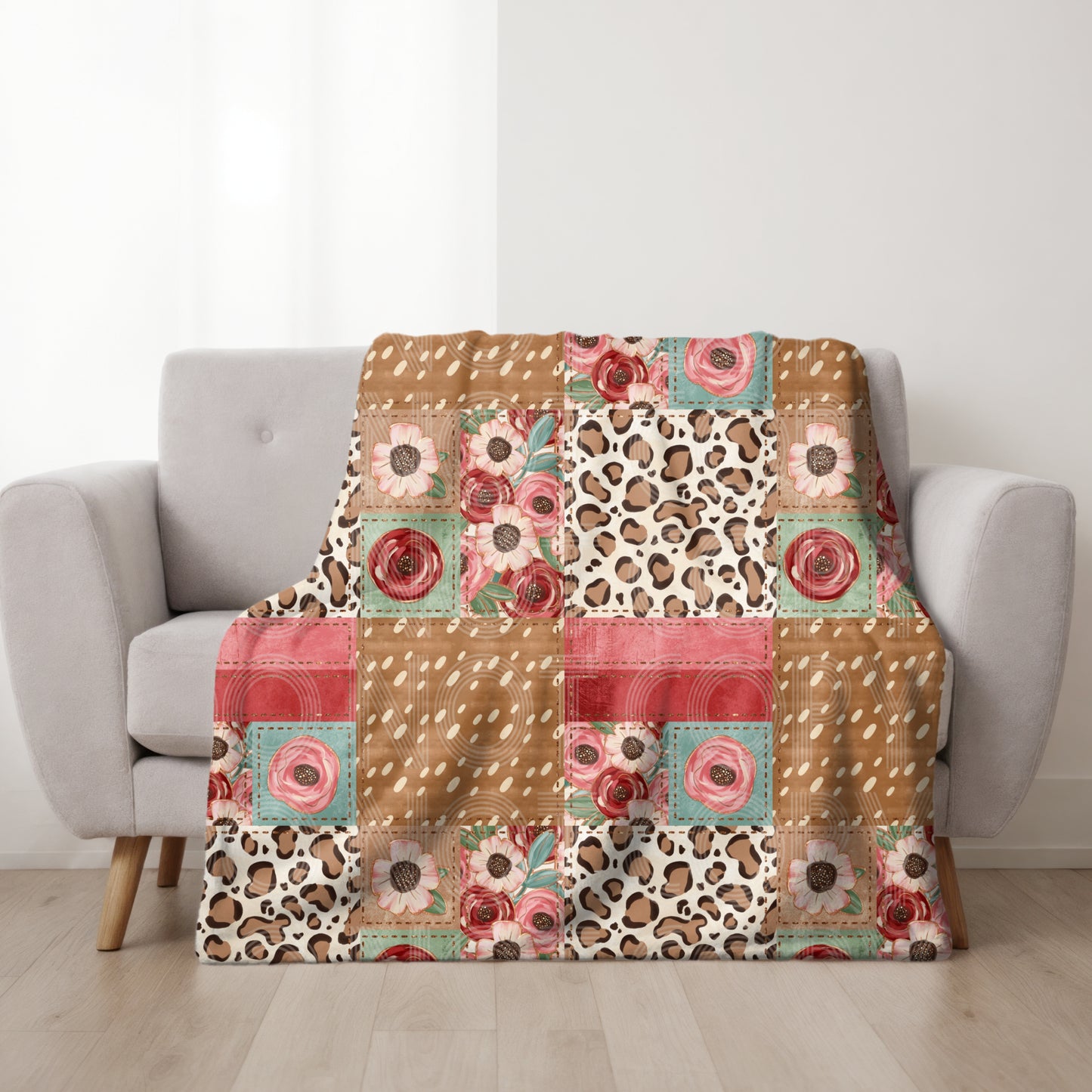 Fawn and Leopard Quilt Seamless PNG DESIGN