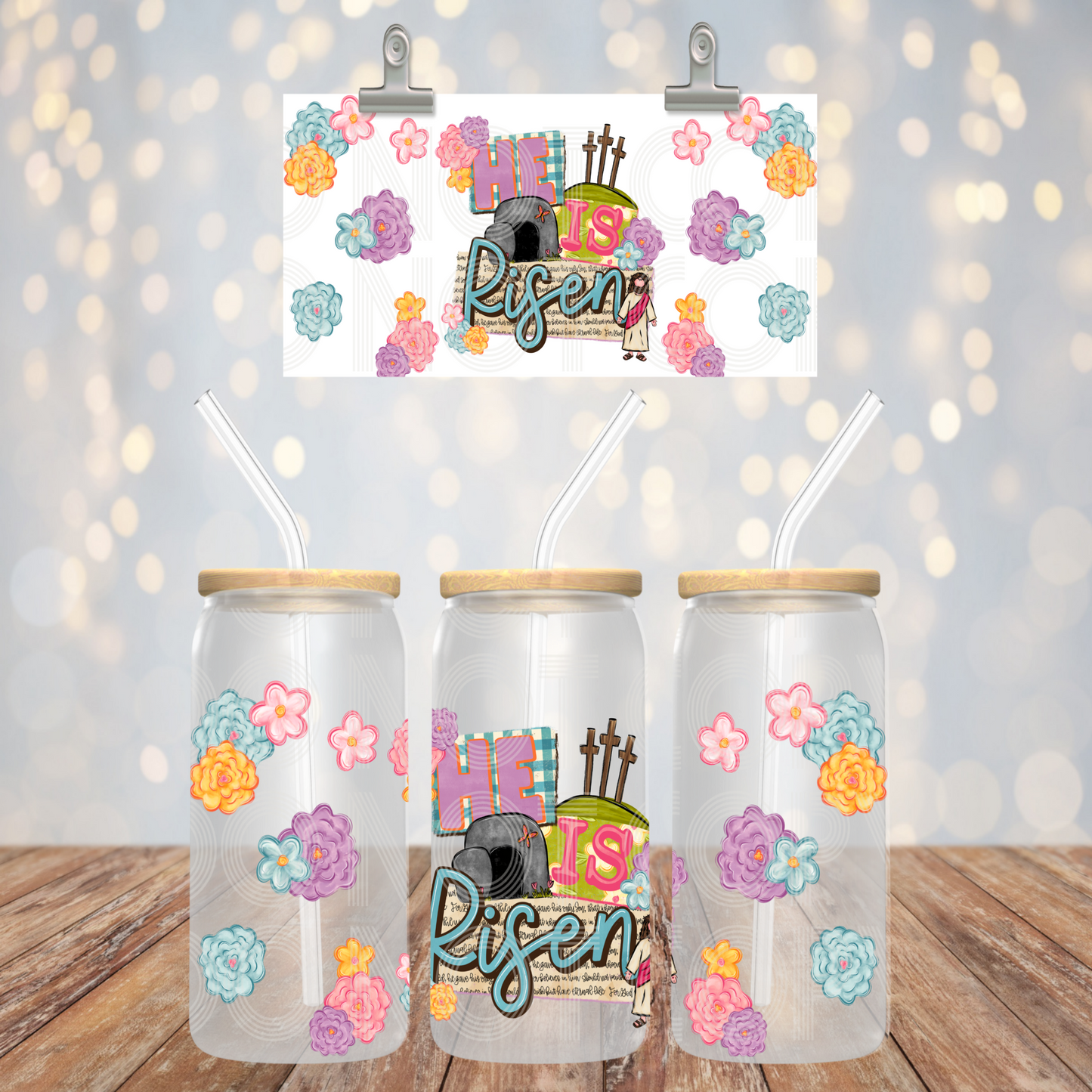 He Is Risen 16oz Libbey PNG Design