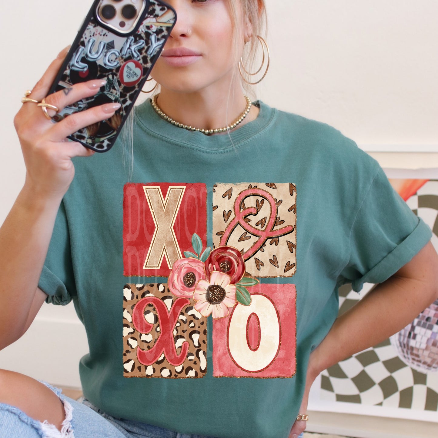 XOXO Floral PNG Design