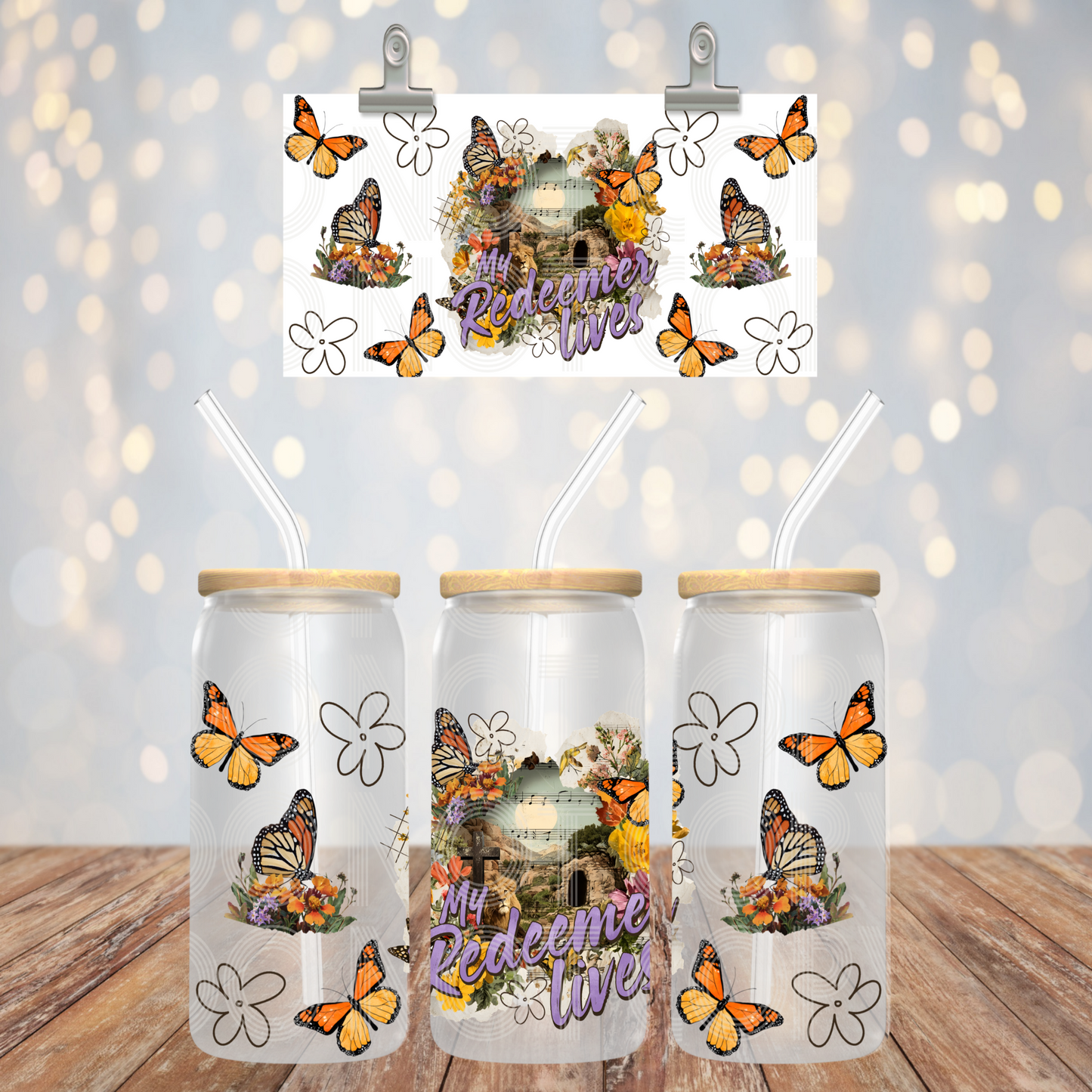 My Redeemer Lives 16oz Libbey PNG Design