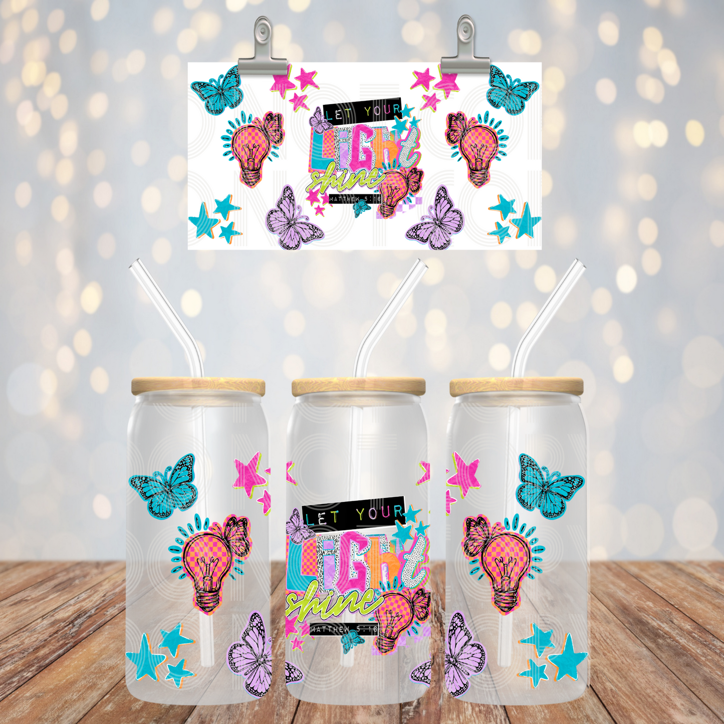 Let Your Light Shine 16oz Libbey PNG Design